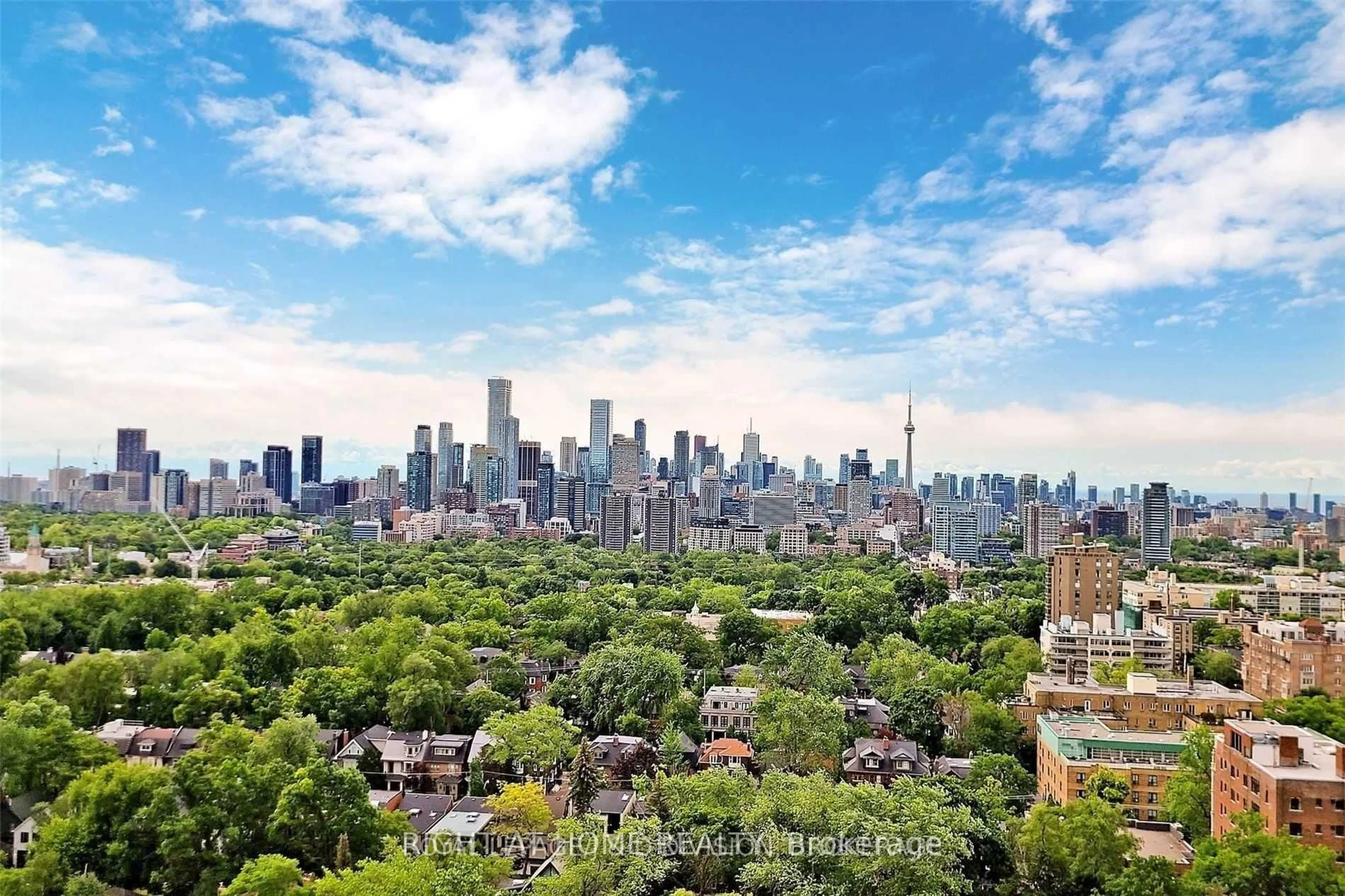 A pic from outside/outdoor area/front of a property/back of a property/a pic from drone, city buildings view from balcony for 99 Foxbar Rd #2110, Toronto Ontario M4V 0B2