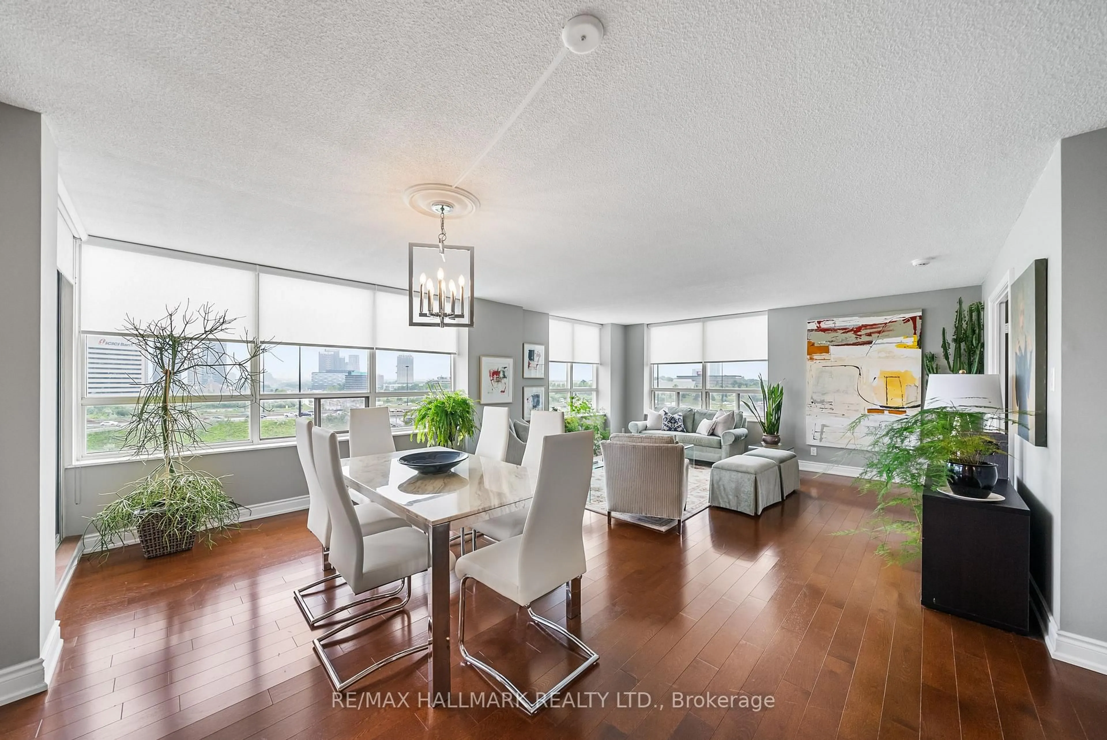 Dining room, wood/laminate floor for 215 Wynford Dr #1001, Toronto Ontario M3C 3P5