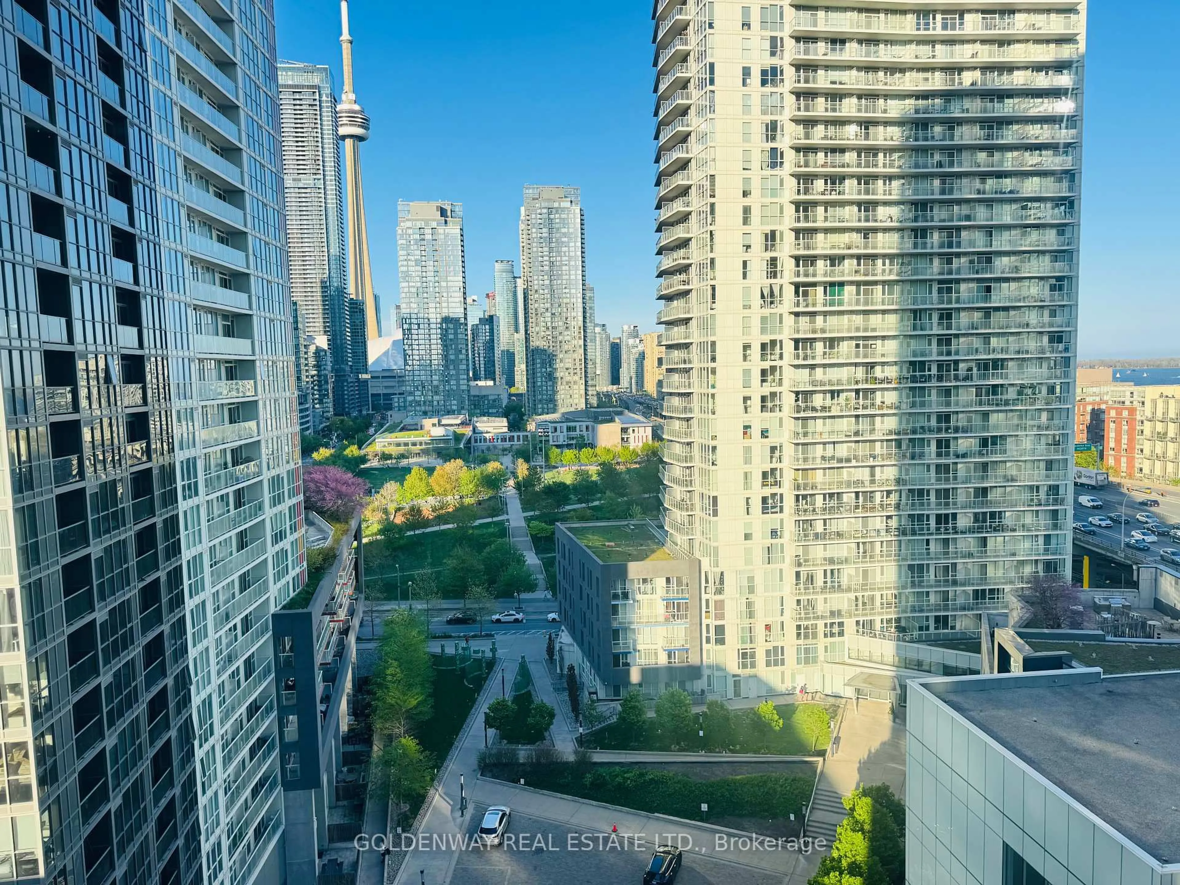 A pic from outside/outdoor area/front of a property/back of a property/a pic from drone, city buildings view from balcony for 70 Queens Wharf Rd #1609, Toronto Ontario M5V 0J2