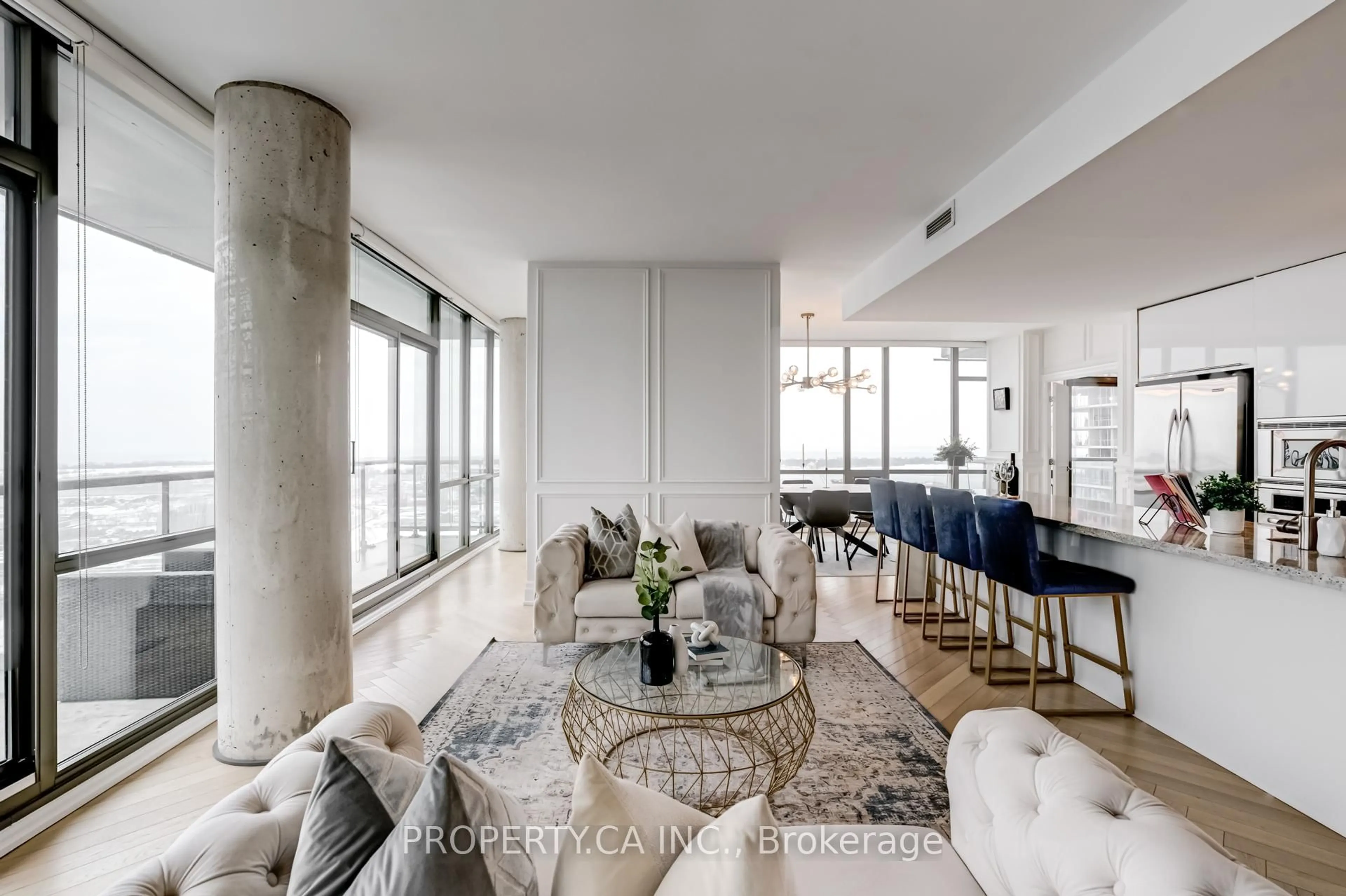Living room with furniture, cement floor for 33 Mill St #3002, Toronto Ontario M5A 3R3