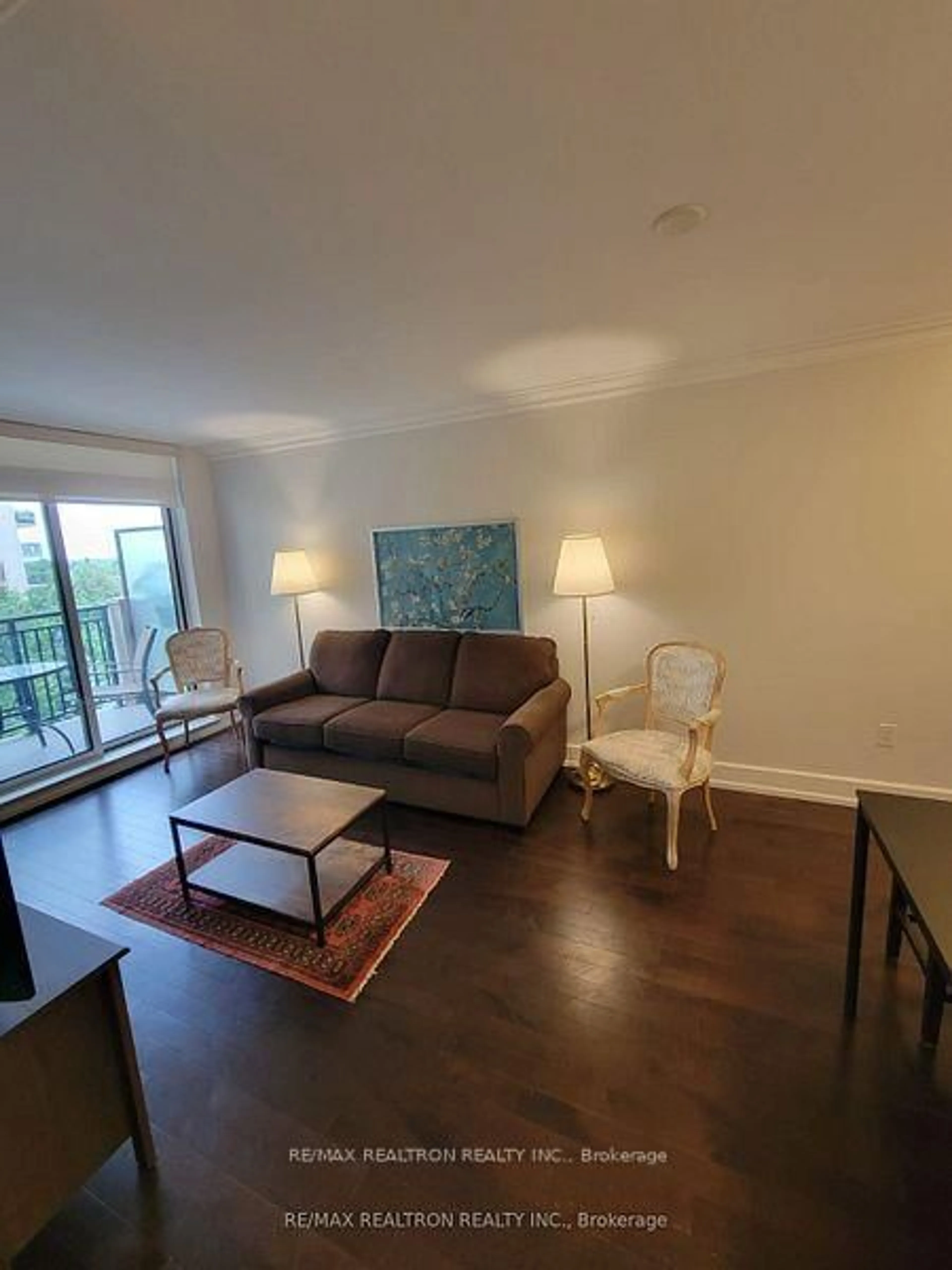 Living room with furniture, wood/laminate floor for 650 Sheppard Ave #401, Toronto Ontario M2K 3E4