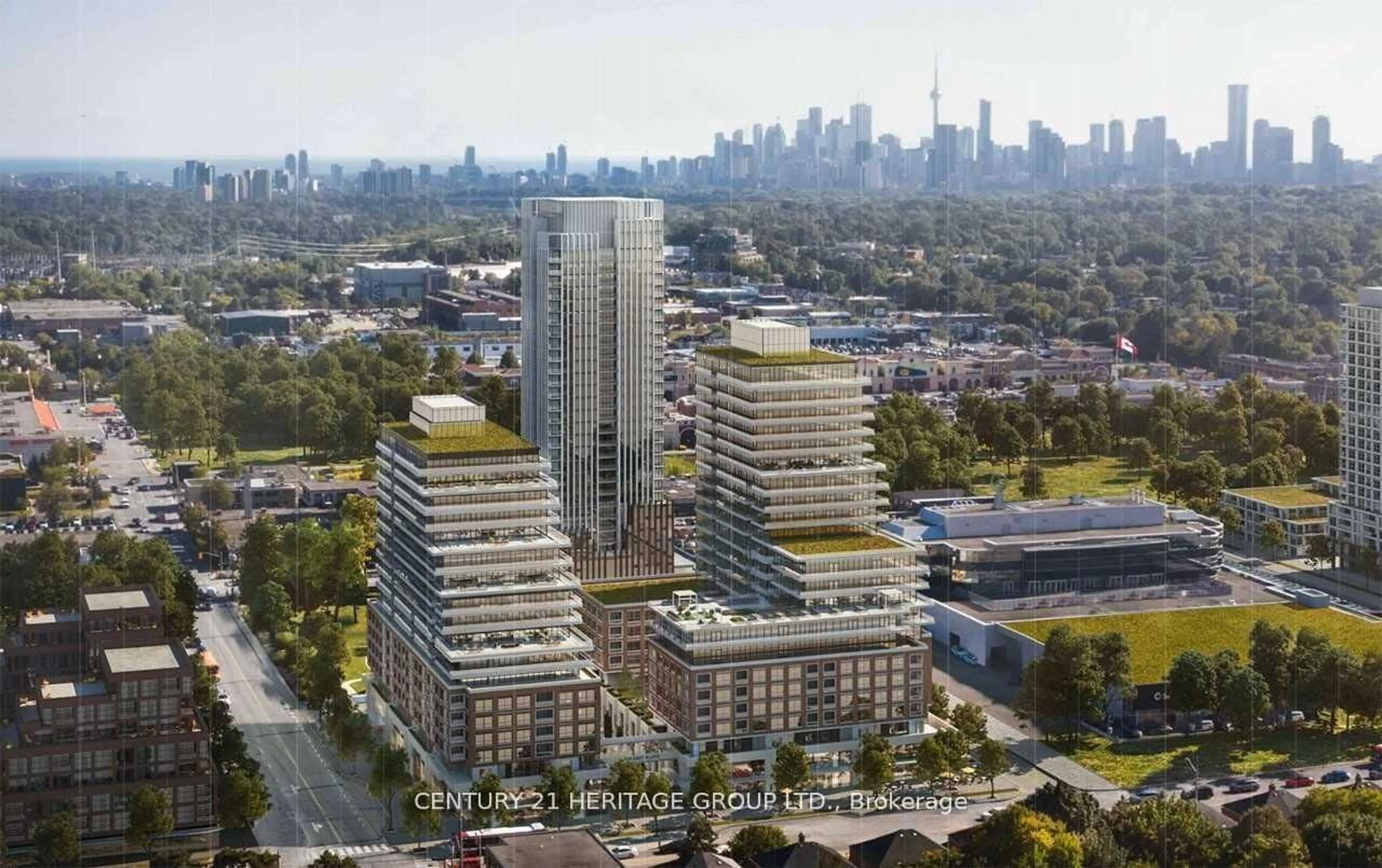 A pic from outside/outdoor area/front of a property/back of a property/a pic from drone, city buildings view from balcony for 33 Frederick Todd Way #619, Toronto Ontario M4G 0C9