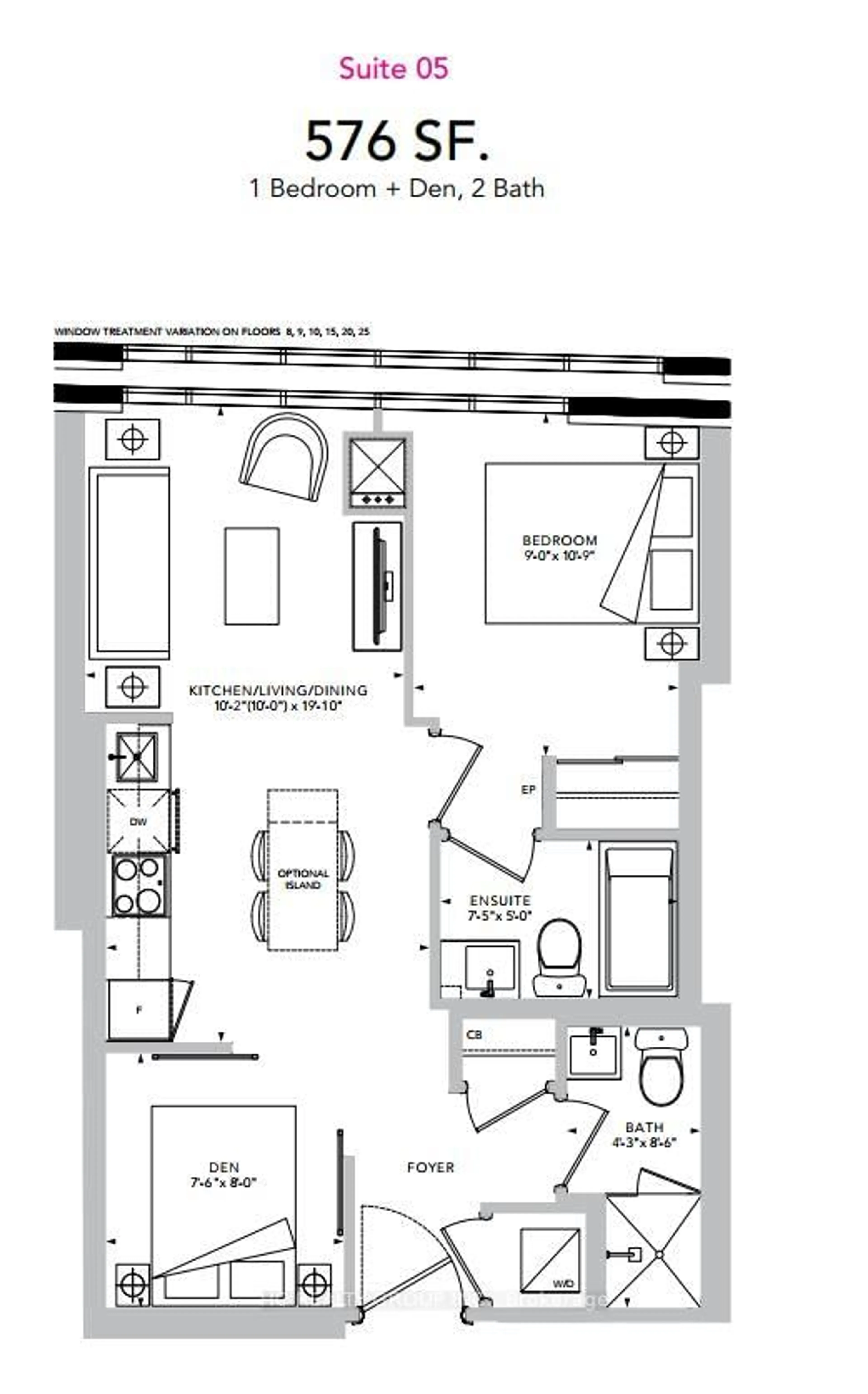 Floor plan for 203 College St #1505, Toronto Ontario M5T 0C8