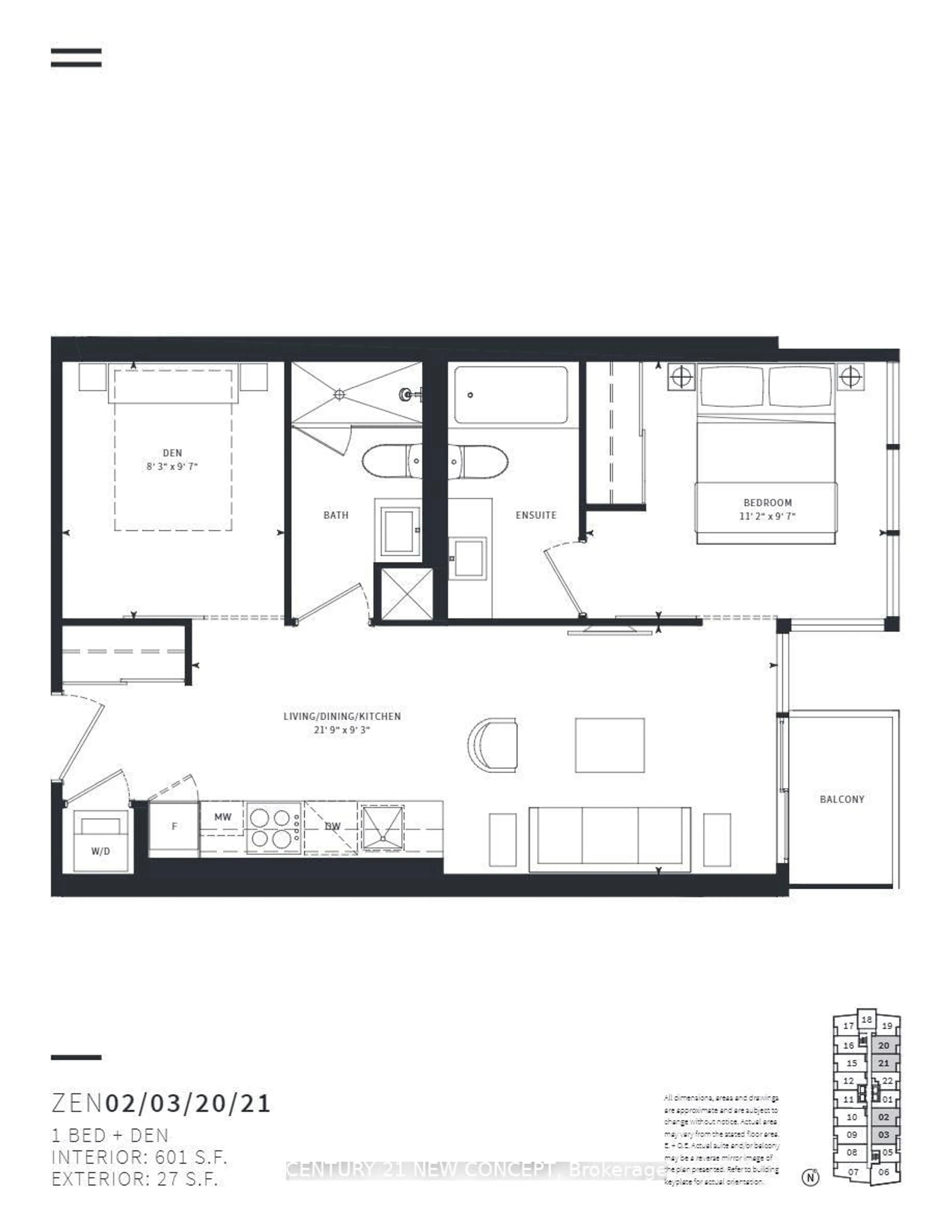 Floor plan for 19 Western Battery Rd #1020, Toronto Ontario M6K 0E3