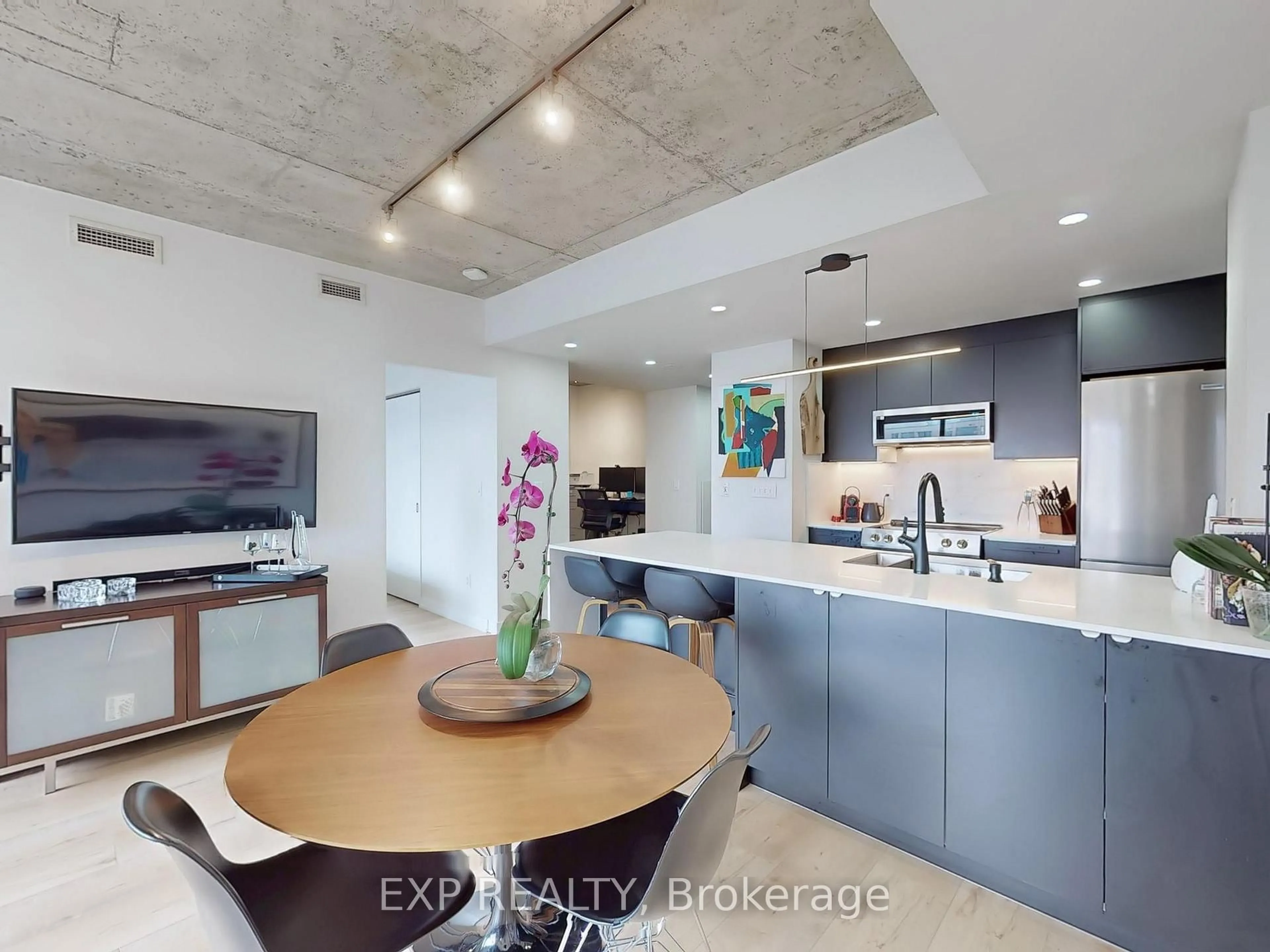 Open concept kitchen, cement floor for 285 Mutual St #1107, Toronto Ontario M4Y 3C5