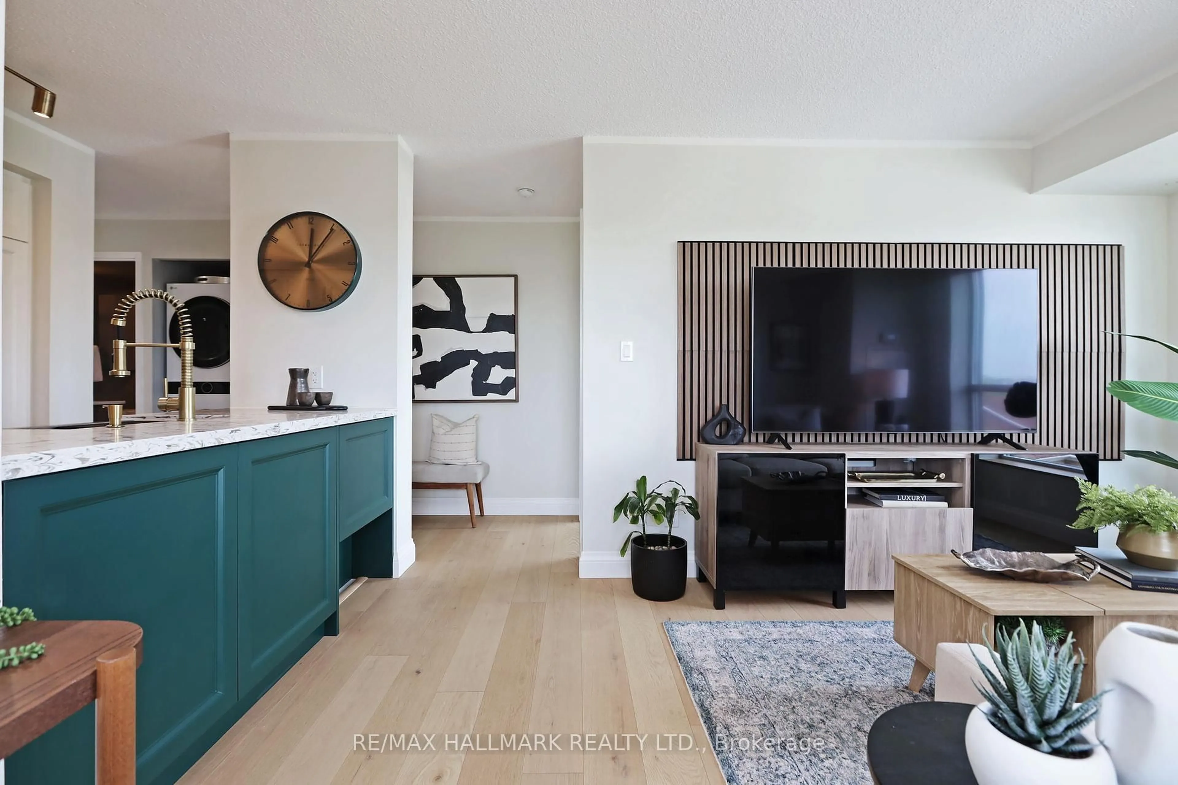 Living room with furniture, unknown for 120 Dallimore Circ #407, Toronto Ontario M3C 4J1