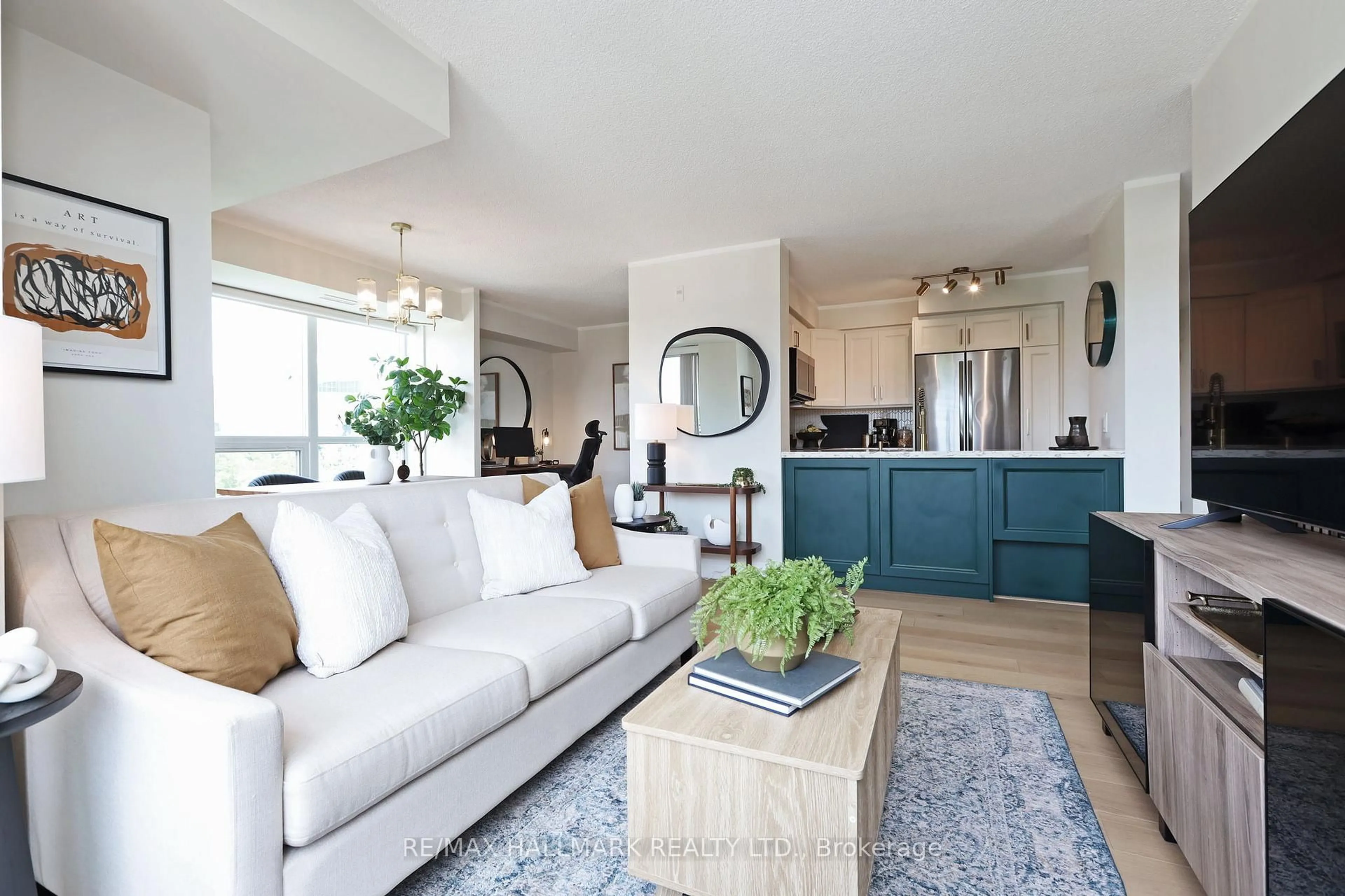 Living room with furniture, unknown for 120 Dallimore Circ #407, Toronto Ontario M3C 4J1