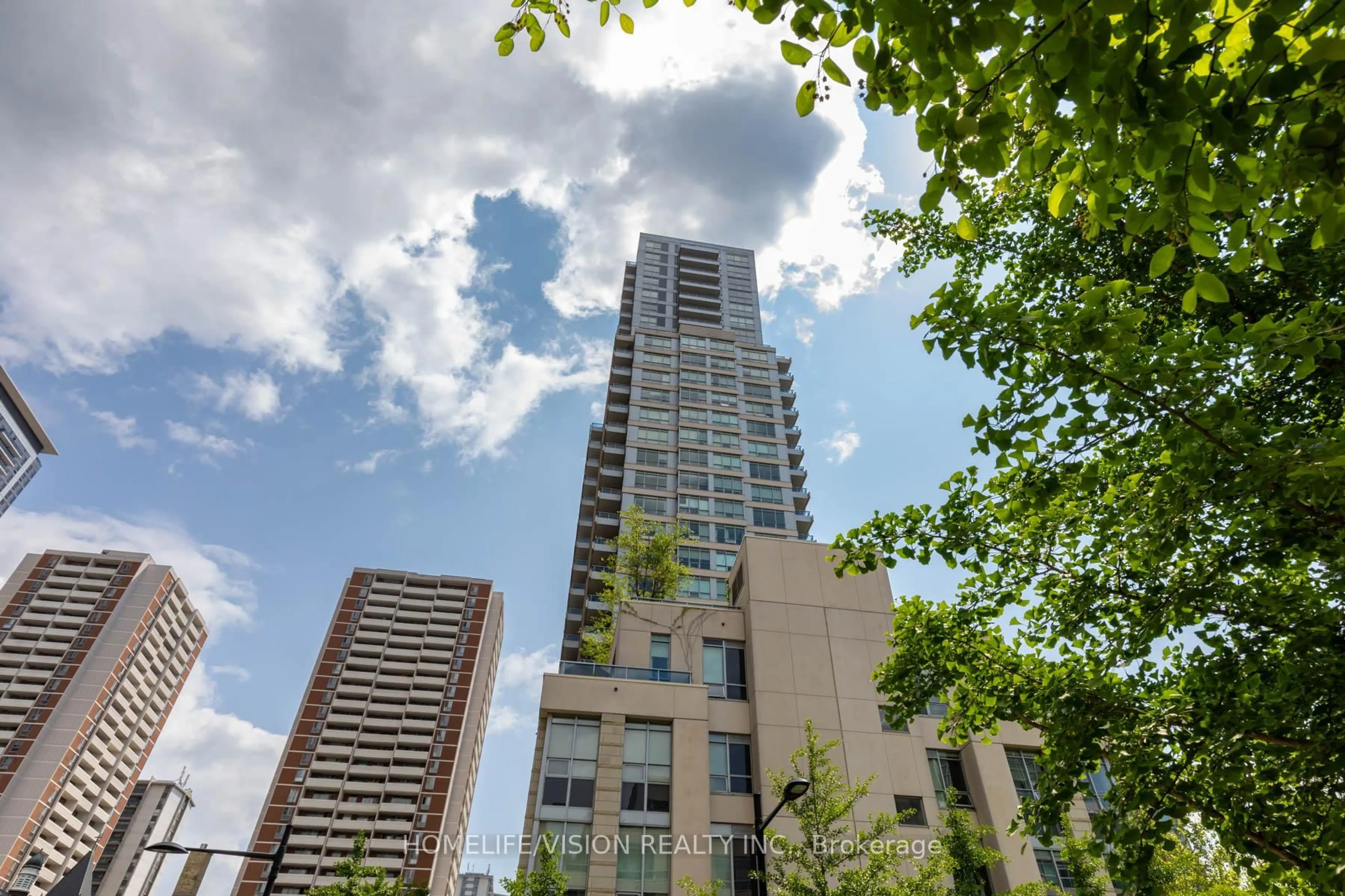 A pic from outside/outdoor area/front of a property/back of a property/a pic from drone, city buildings view from balcony for 500 Sherbourne St #511, Toronto Ontario M4X 1L1