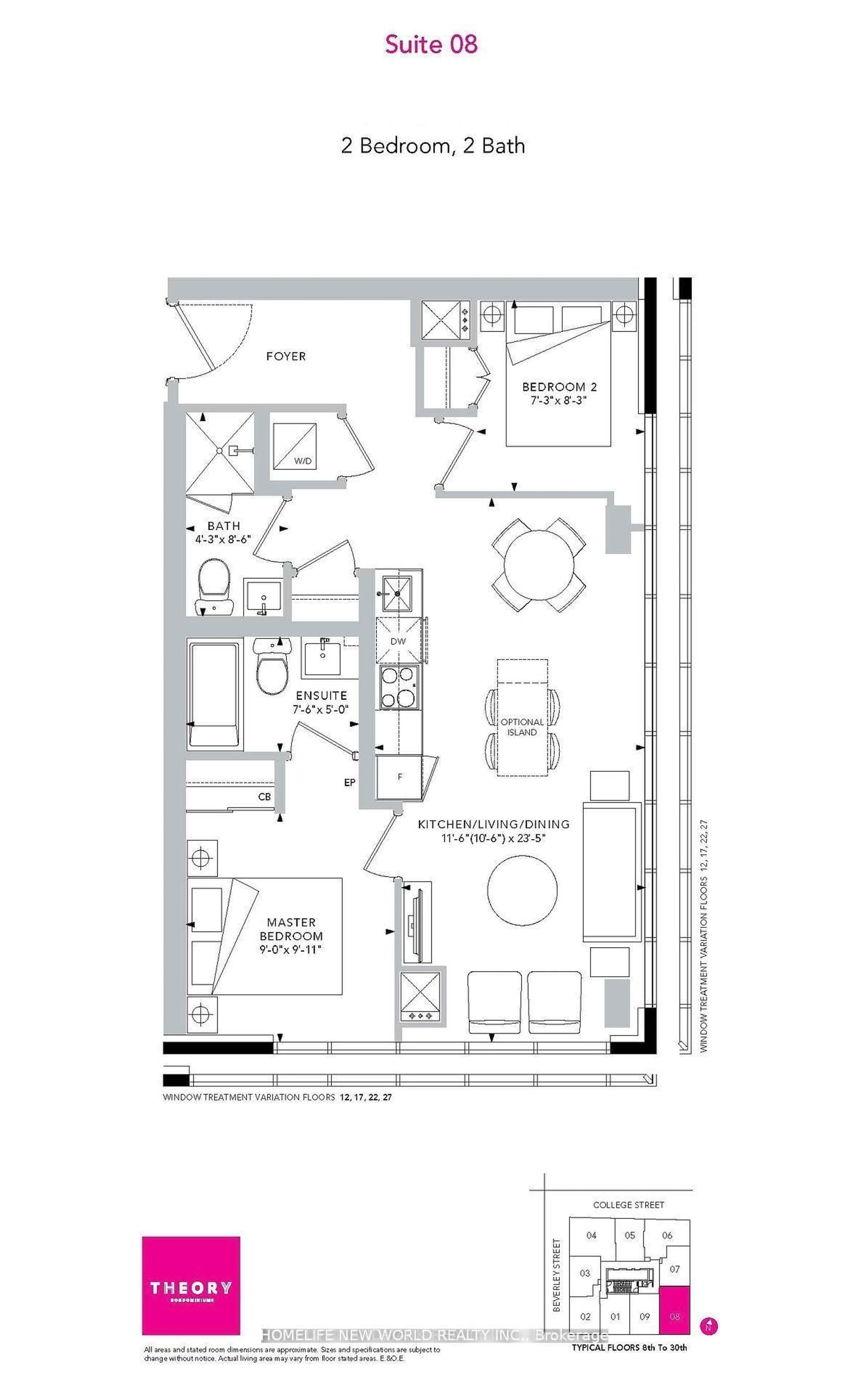 Floor plan for 203 College St #1408, Toronto Ontario M5T 1P9