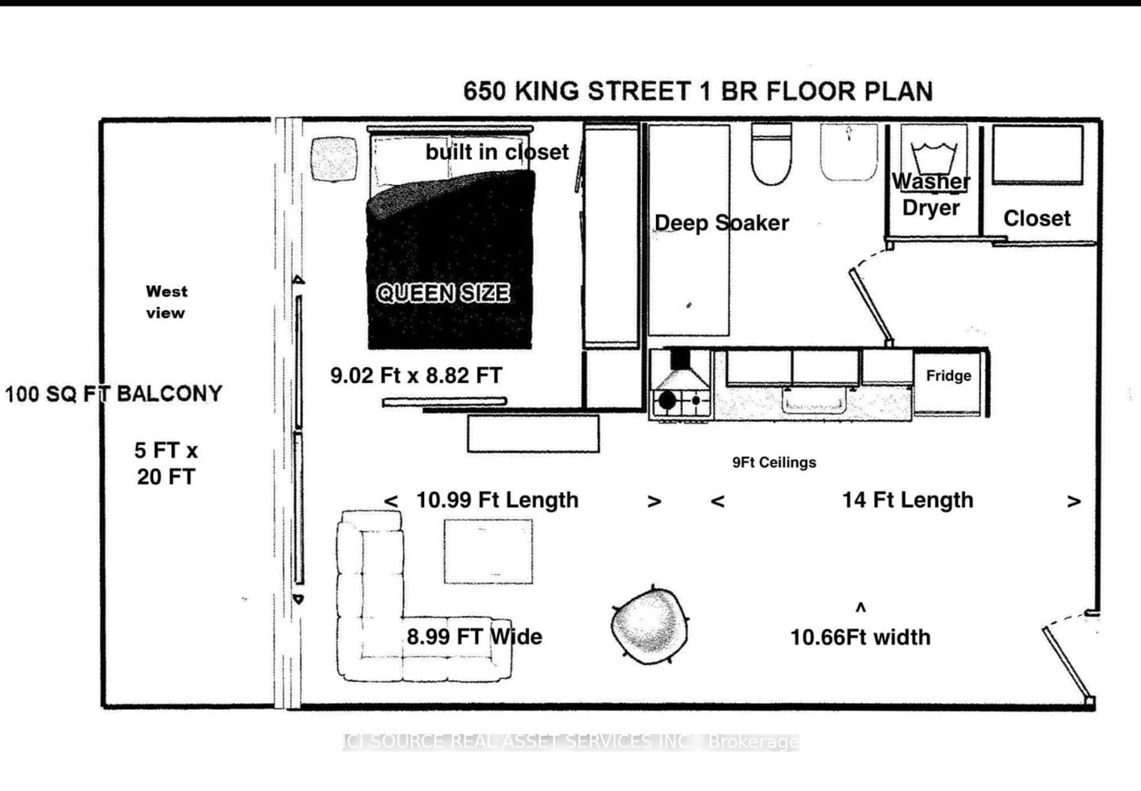 Floor plan for 650 King St #804, Toronto Ontario M5V 0H6