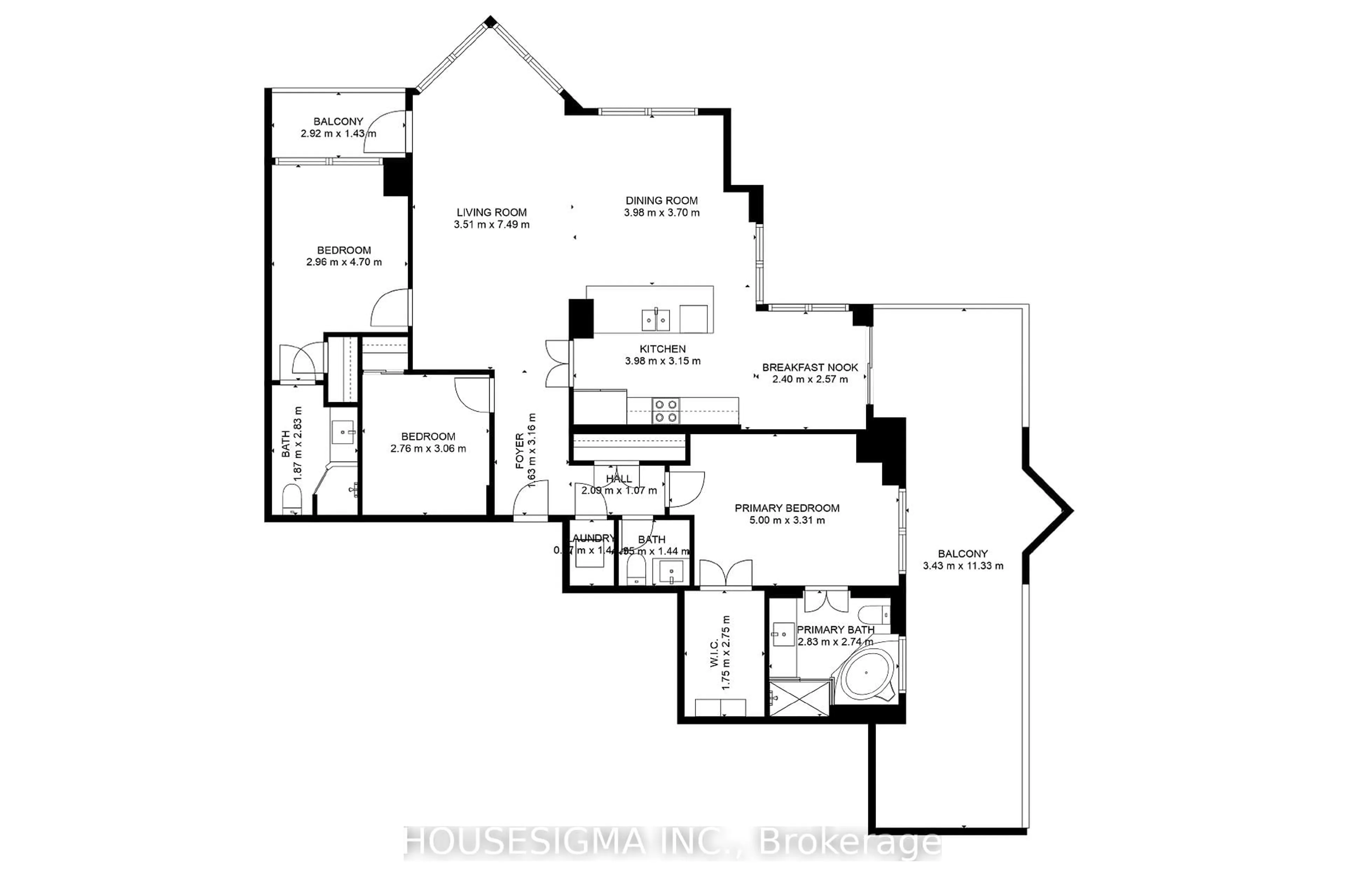 Floor plan for 5 Northtown Way #2404, Toronto Ontario M2N 7A1