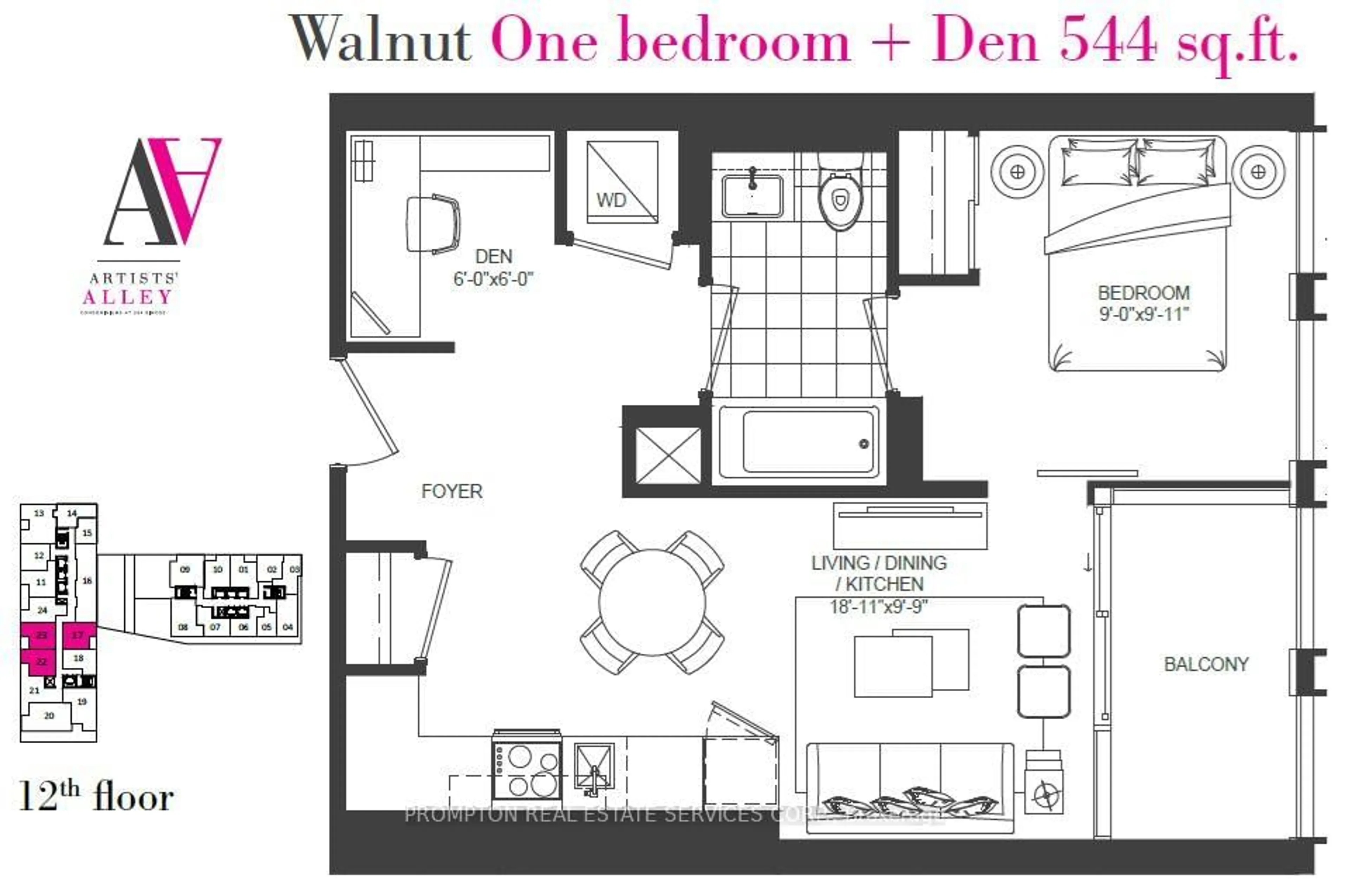 Floor plan for 121 St Patrick St #1217, Toronto Ontario M5T 0E2