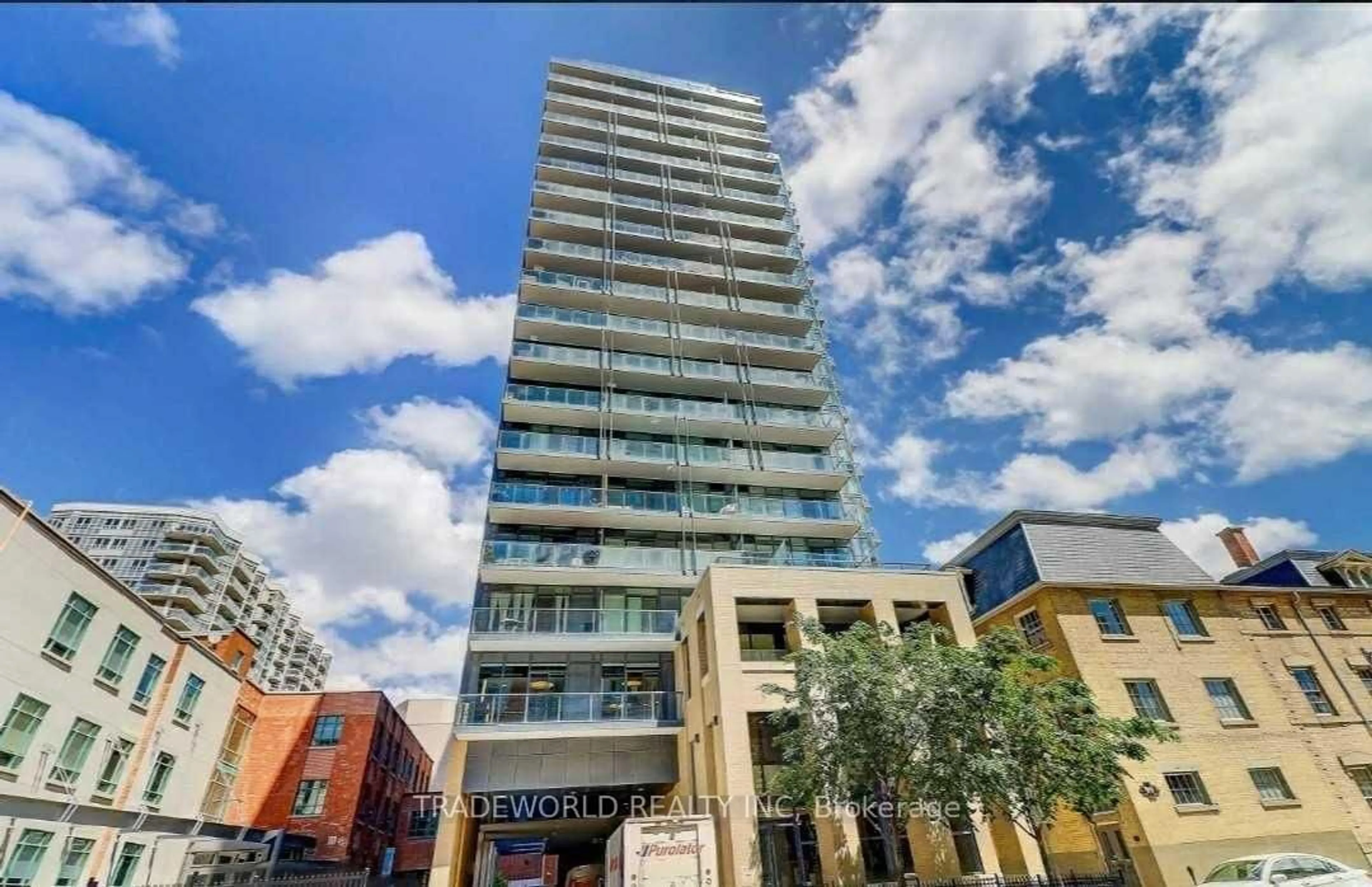 A pic from outside/outdoor area/front of a property/back of a property/a pic from drone, building for 105 George St #601, Toronto Ontario M5A 0L4