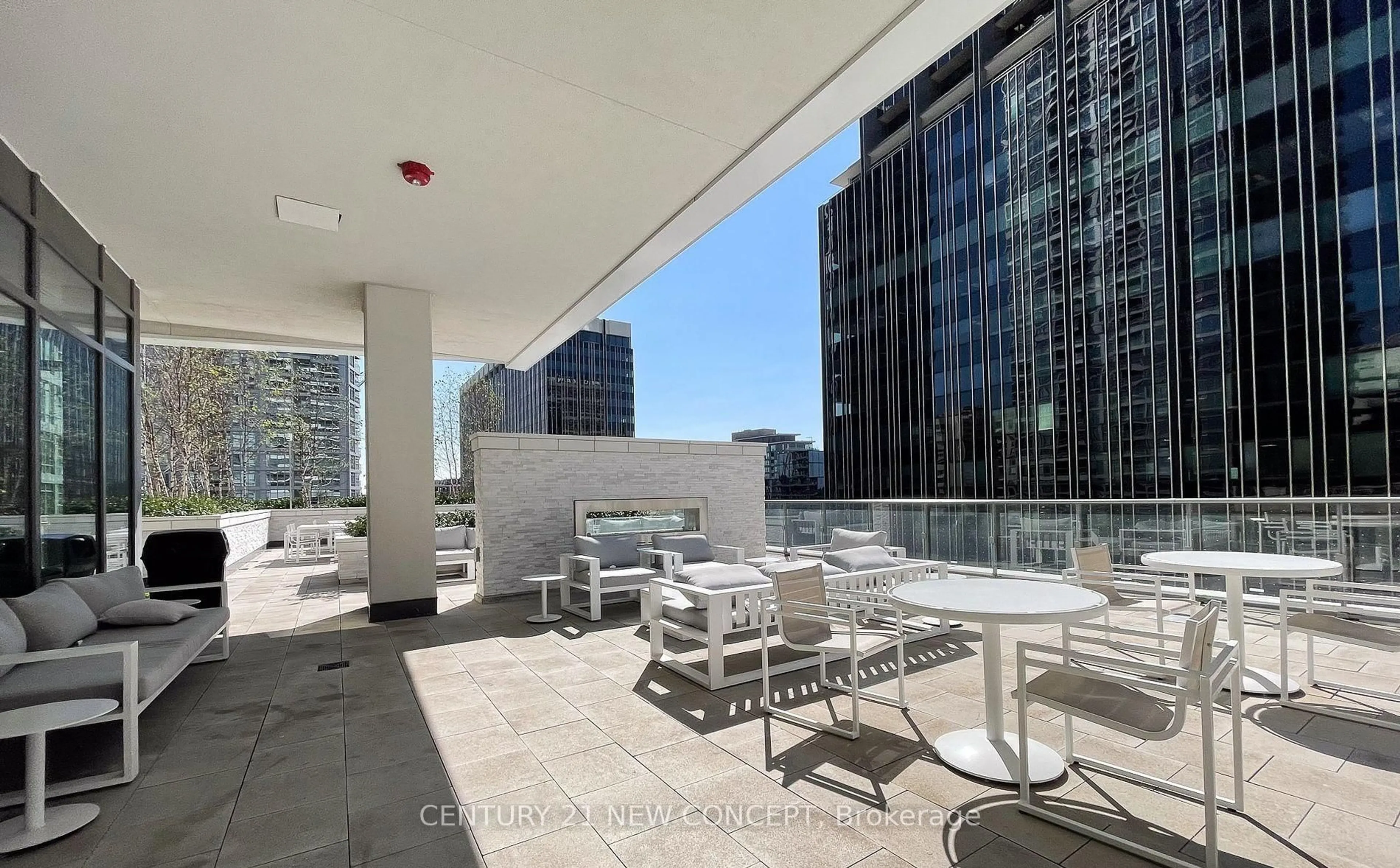 Patio, city buildings view from balcony for 2221 Yonge St #1408, Toronto Ontario M4S 0B8