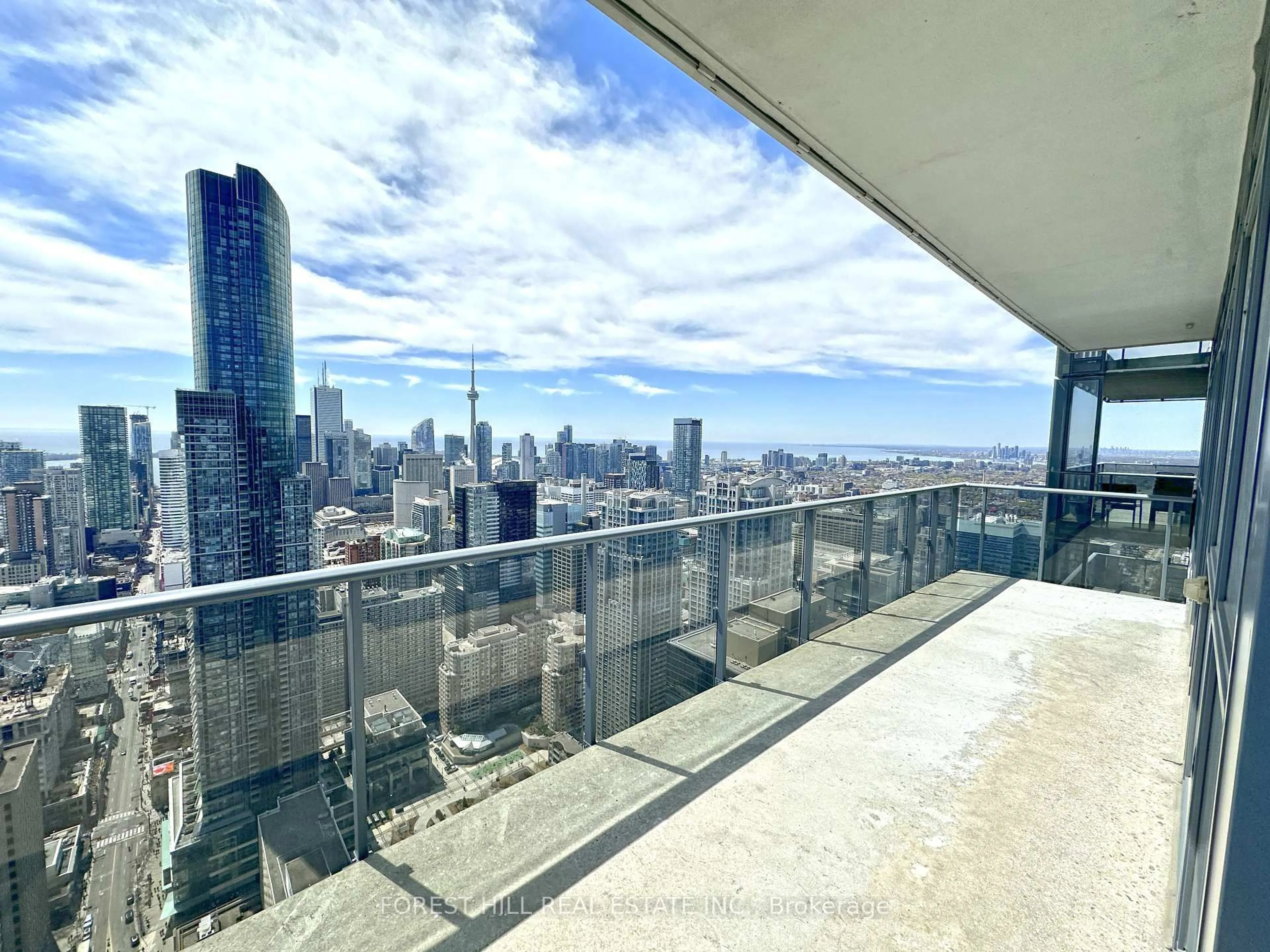 Balcony in the apartment, city buildings view from balcony for 7 Grenville St #5610, Toronto Ontario M4Y 0E9