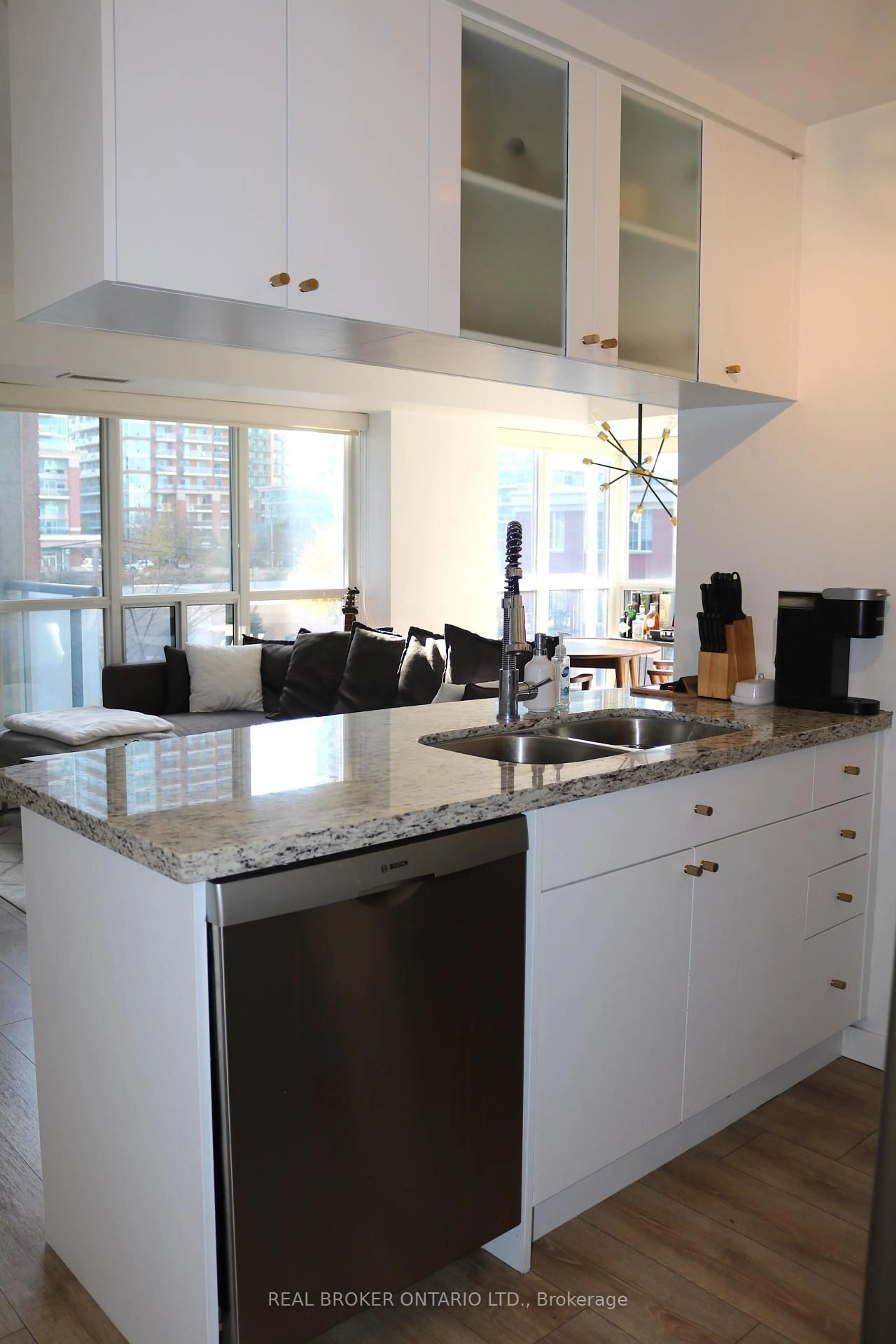 Contemporary kitchen, ceramic/tile floor for 1005 King St #307, Toronto Ontario M6K 3M8