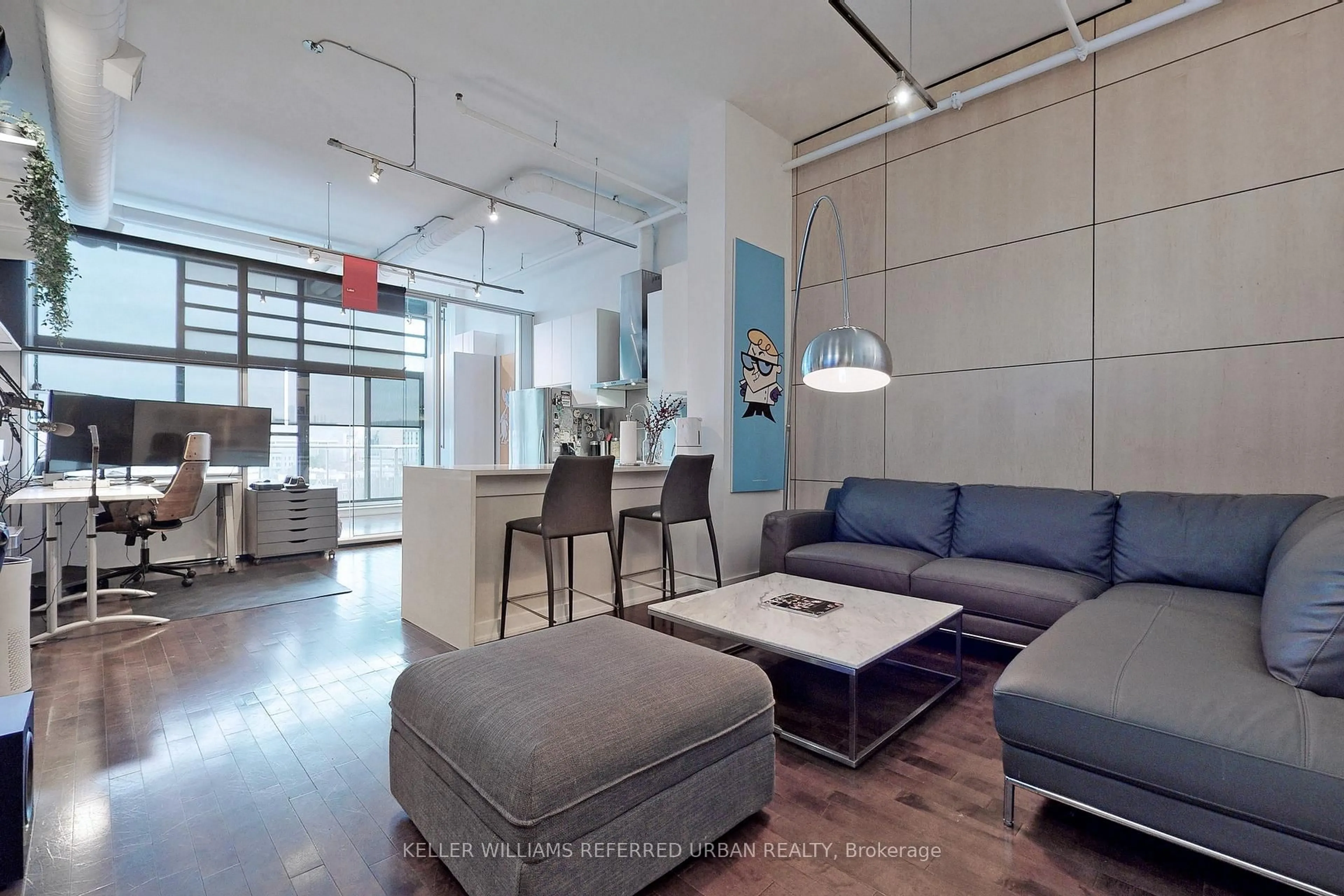 Living room with furniture, unknown for 43 Hanna Ave #605, Toronto Ontario M6K 1X1