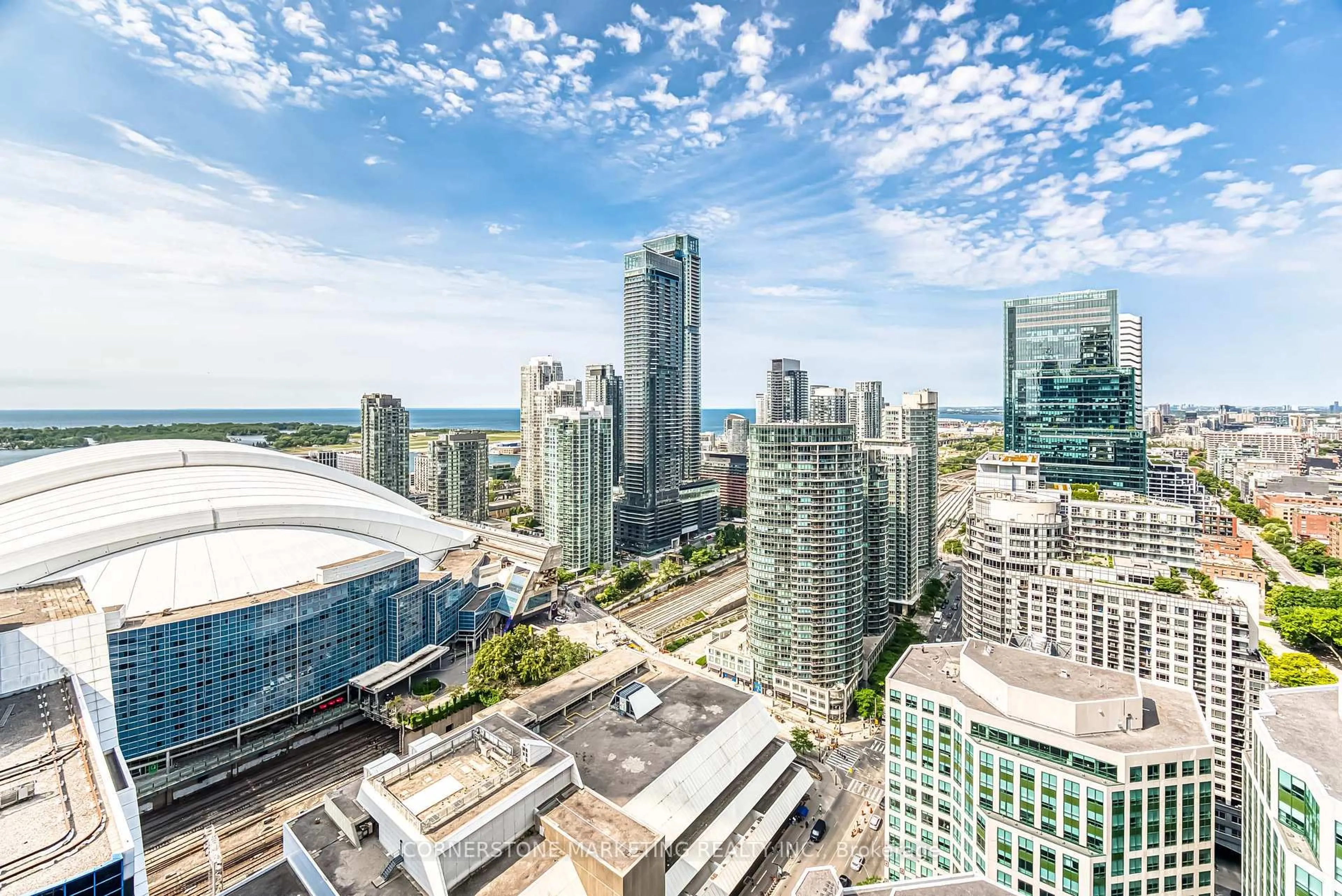 A pic from outside/outdoor area/front of a property/back of a property/a pic from drone, city buildings view from balcony for 300 Front St #3402, Toronto Ontario M5V 0E9
