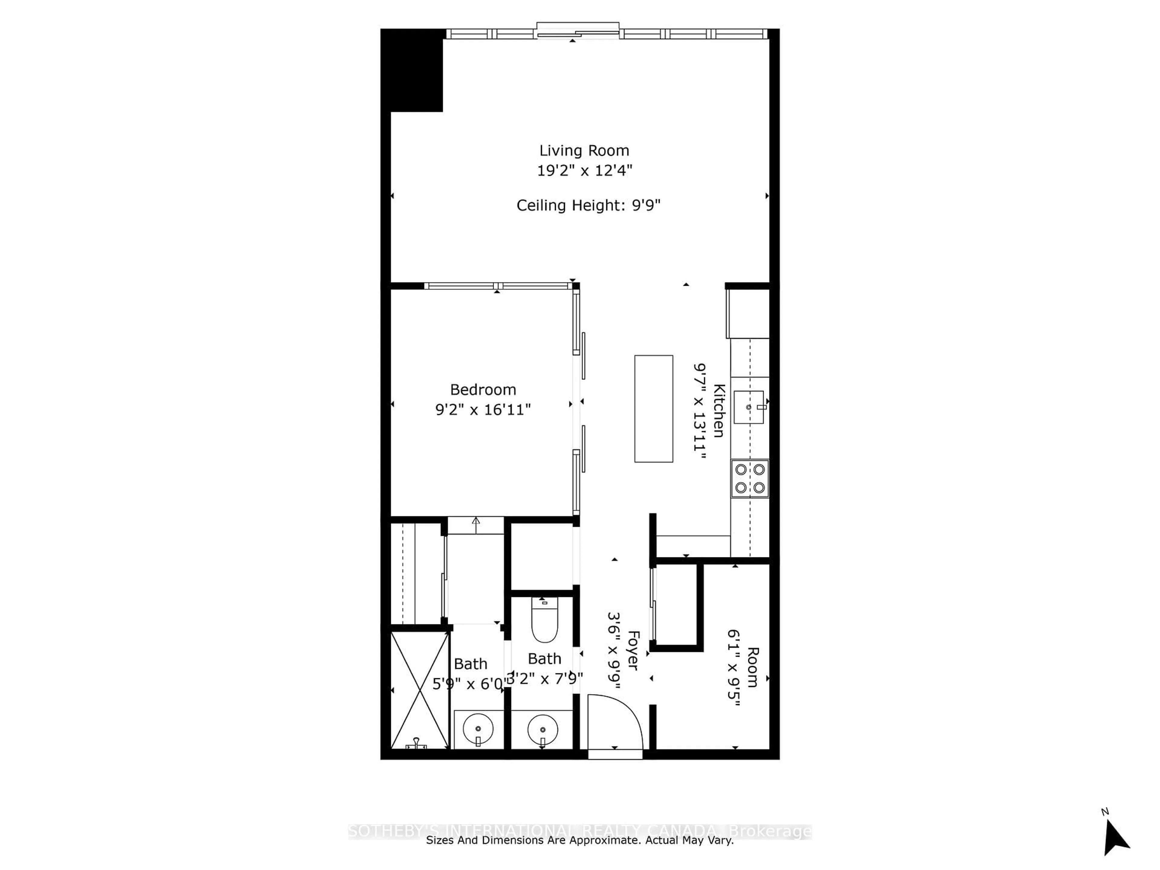 Floor plan for 116 George St #N309, Toronto Ontario M5A 3S2