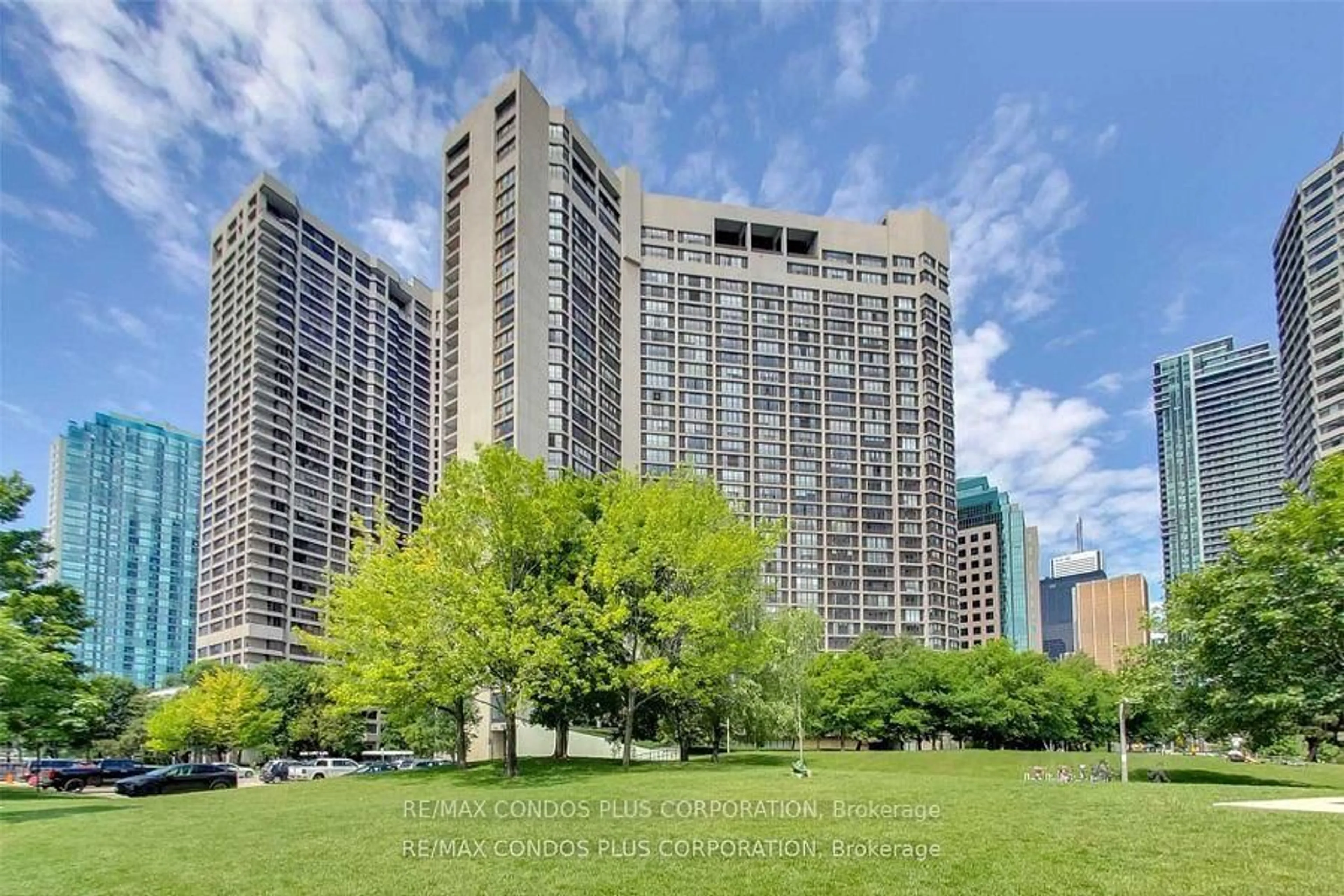 Patio, city buildings view from balcony for 33 Harbour Sq #1819, Toronto Ontario M5J 2G2