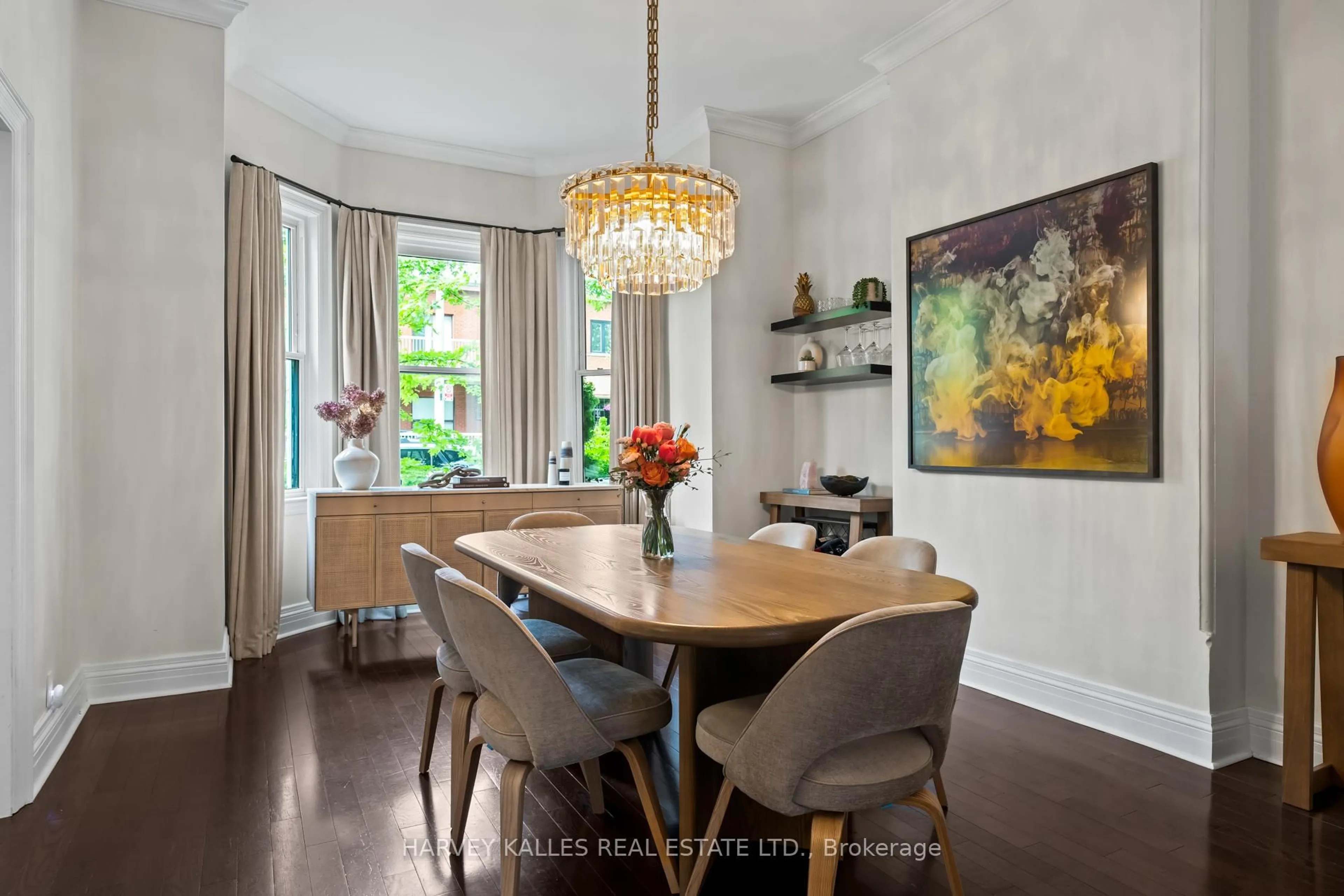 Dining room, wood/laminate floor for 27 Alma Ave, Toronto Ontario M6J 1N2