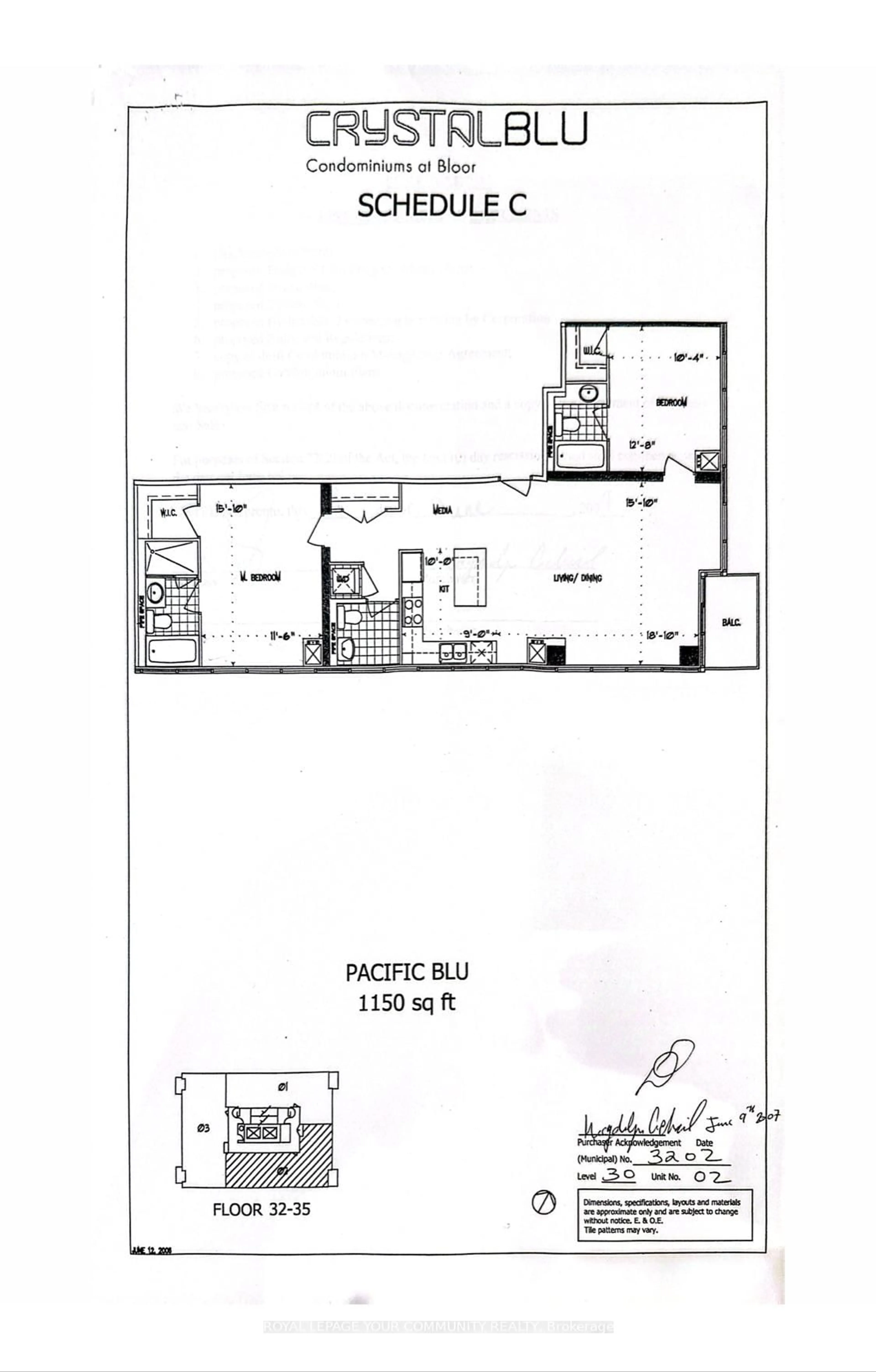 Floor plan for 21 Balmuto St #3202, Toronto Ontario M4Y 1W4