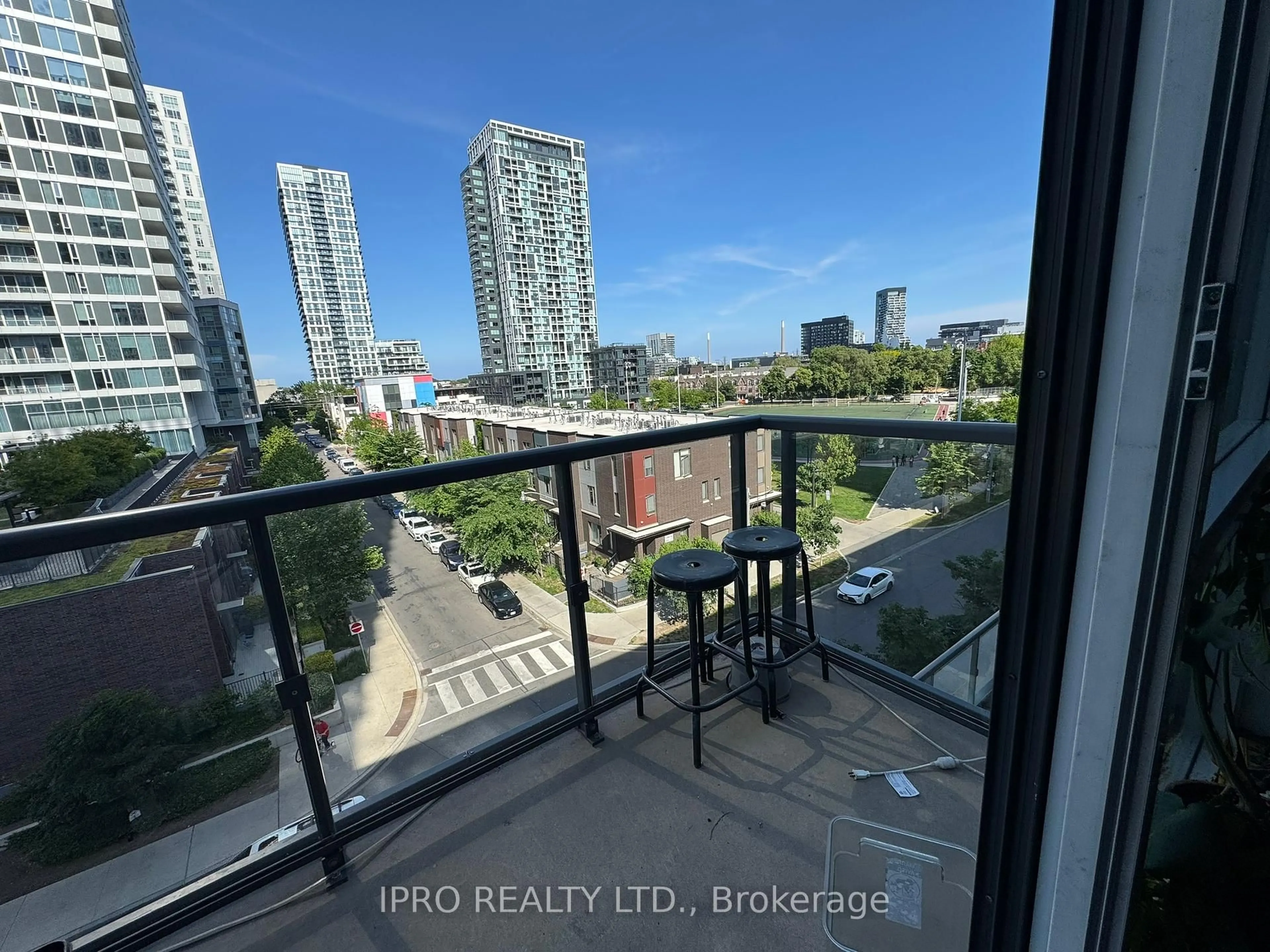 Balcony in the apartment, city buildings view from balcony for 170 Sumach St #504, Toronto Ontario M5A 0C3