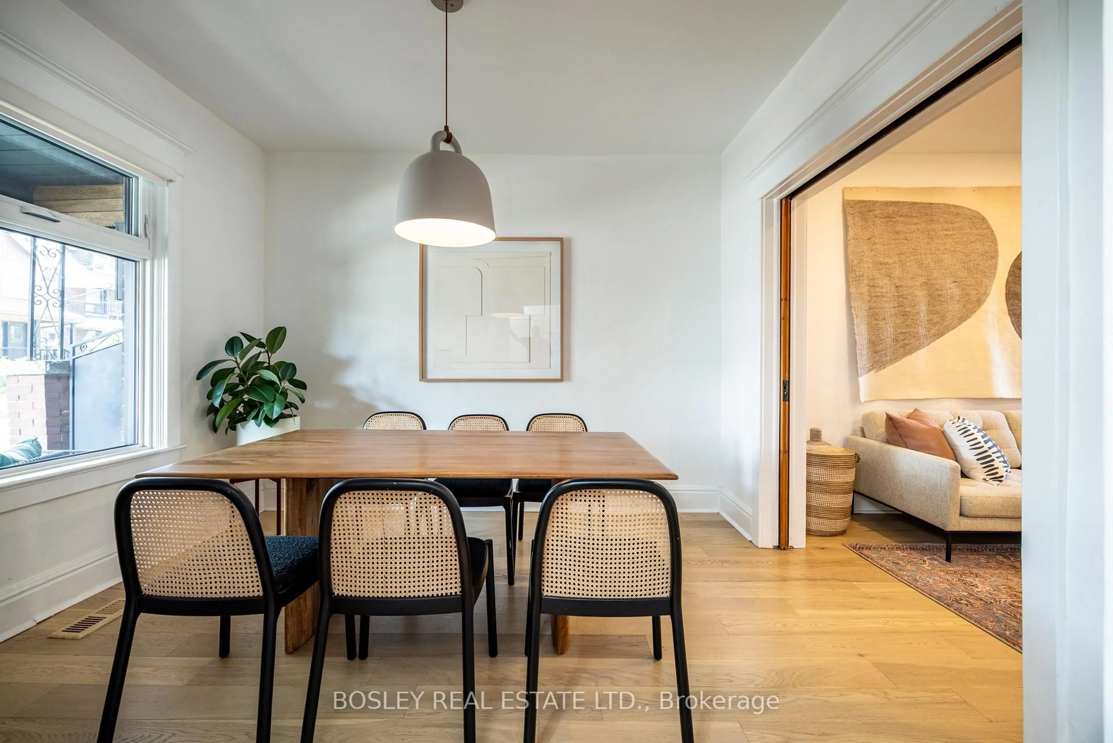 Dining room, wood/laminate floor for 12 Muir Ave, Toronto Ontario M6H 1E8