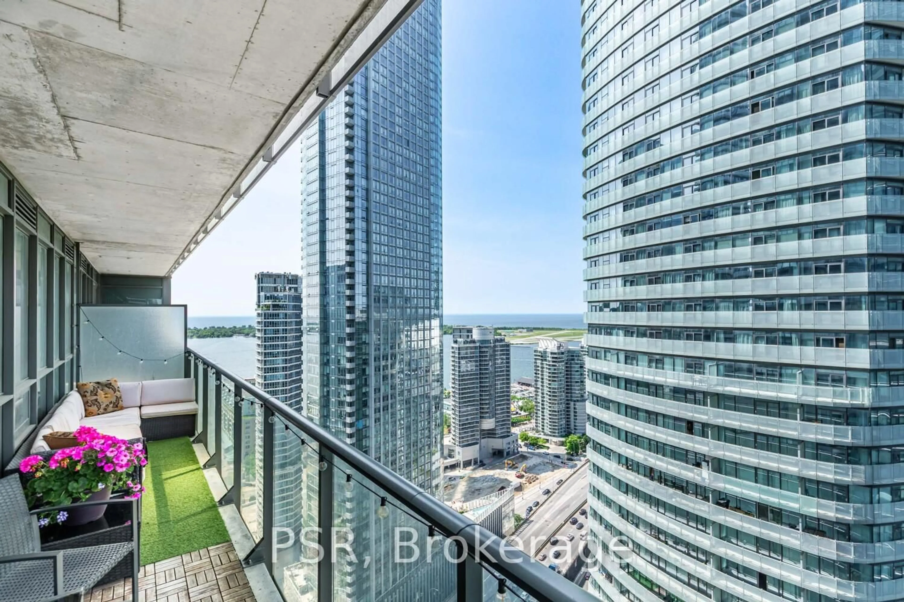Balcony in the apartment, city buildings view from balcony for 55 Bremner Blvd #3101, Toronto Ontario M5J 0A6