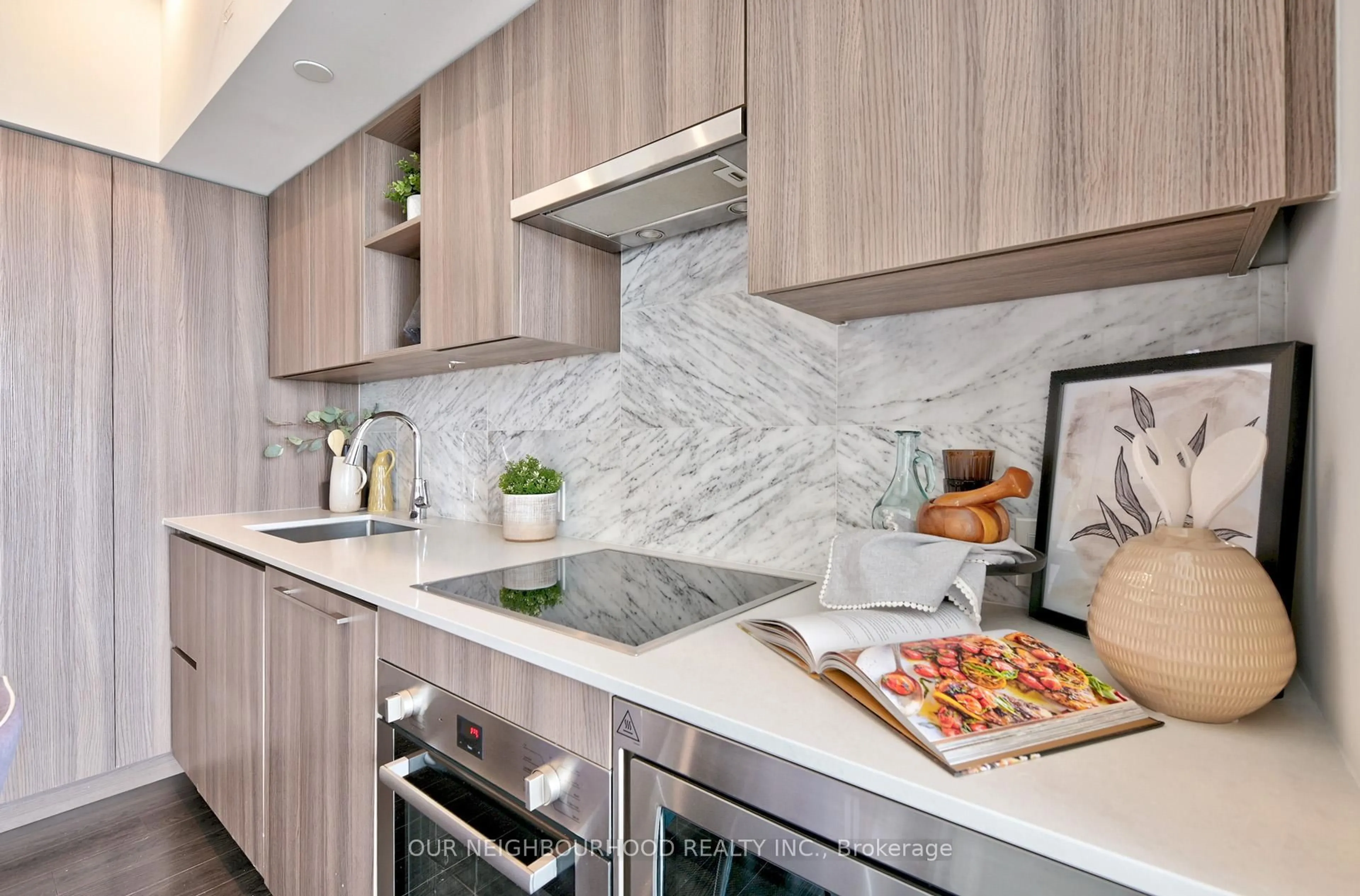 Contemporary kitchen, ceramic/tile floor for 19 Bathurst St #2111, Toronto Ontario M6A 2E1