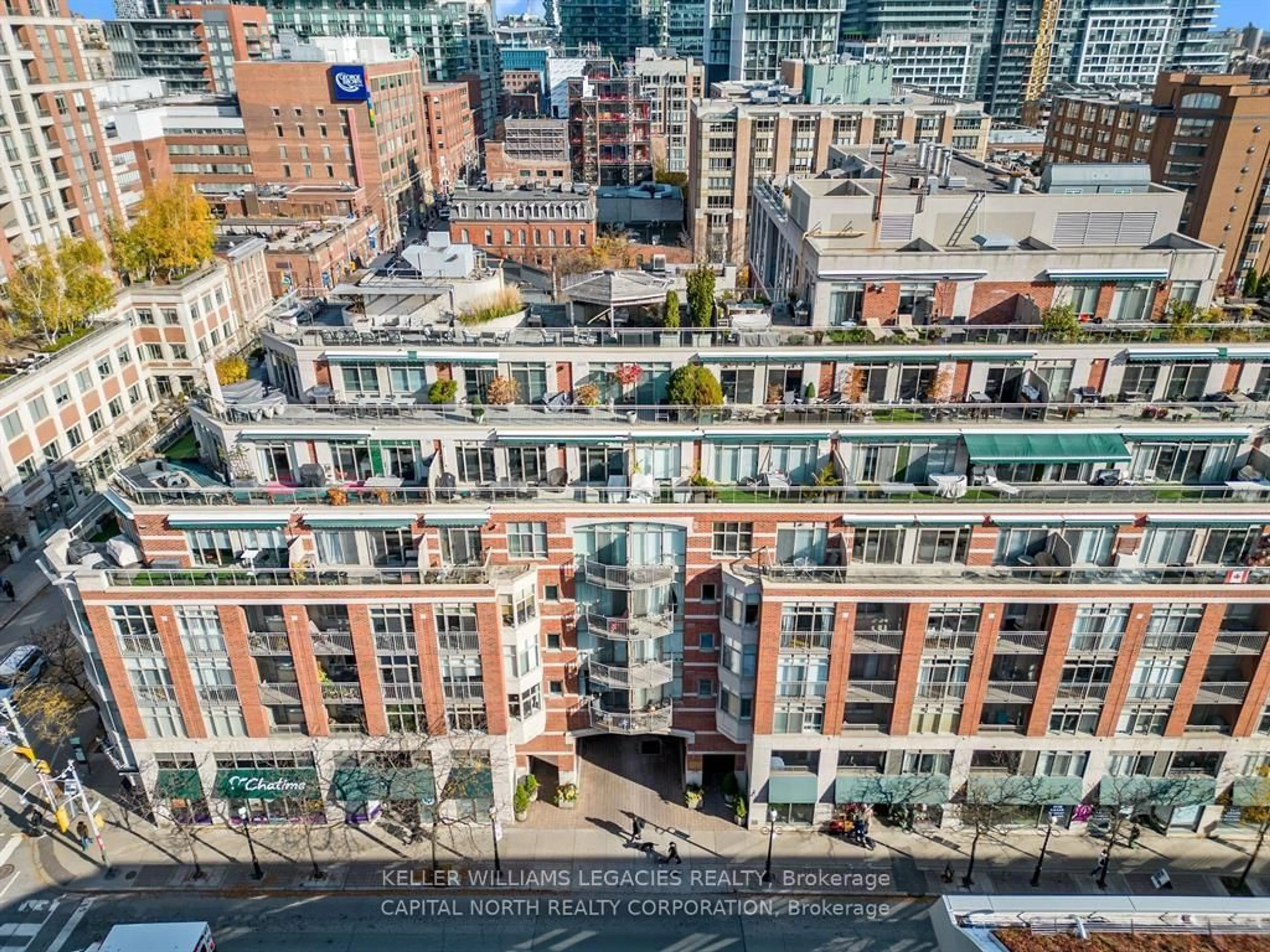 A pic from outside/outdoor area/front of a property/back of a property/a pic from drone, city buildings view from balcony for 39 Jarvis St #307, Toronto Ontario M5E 1Z5