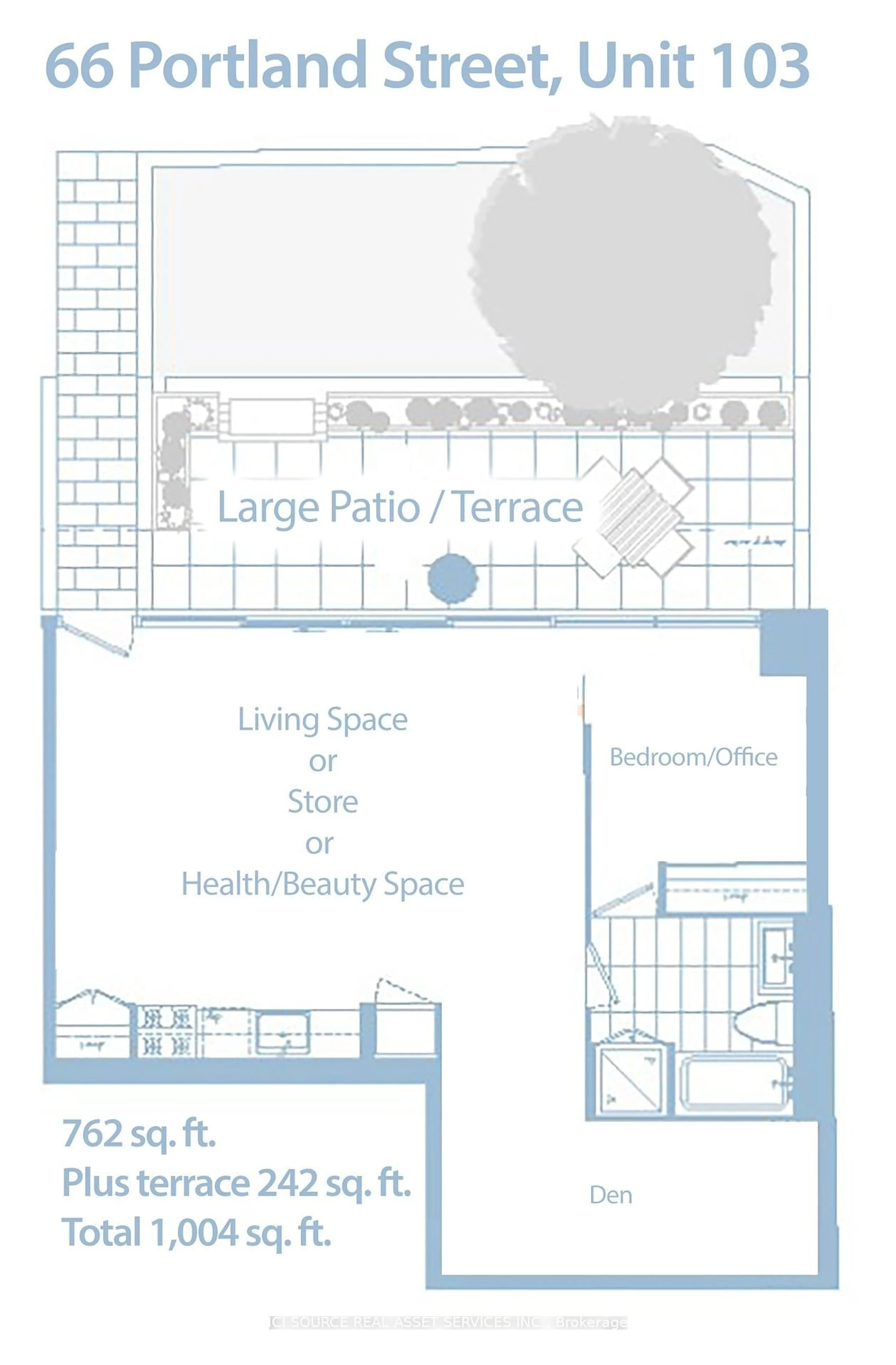 Floor plan for 66 Portland St #103, Toronto Ontario M5V 2M6