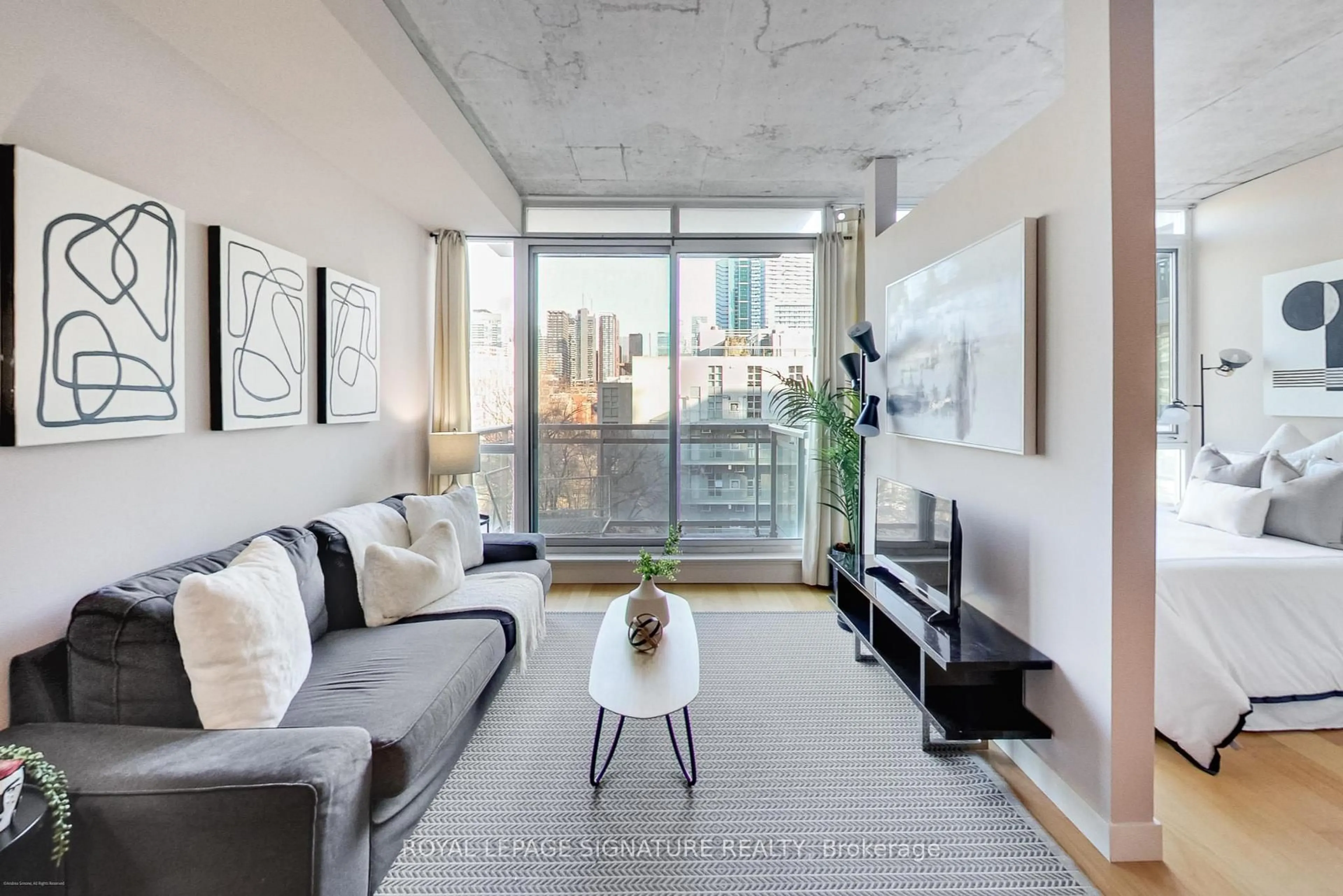 Living room with furniture, unknown for 38 Niagara St #711, Toronto Ontario M5V 3X1