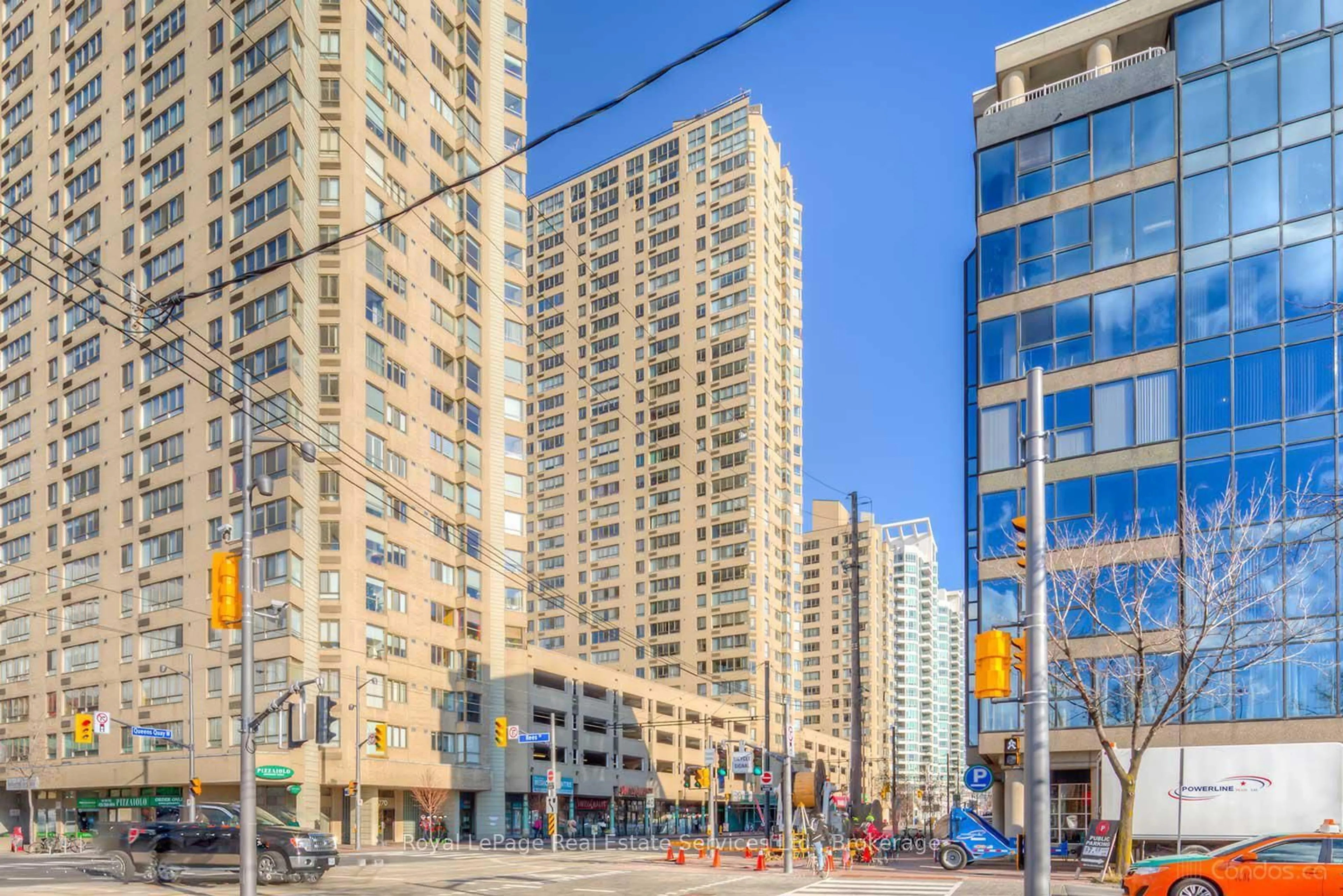 Patio, city buildings view from balcony for 260 Queens Quay #1704, Toronto Ontario M5J 2N3