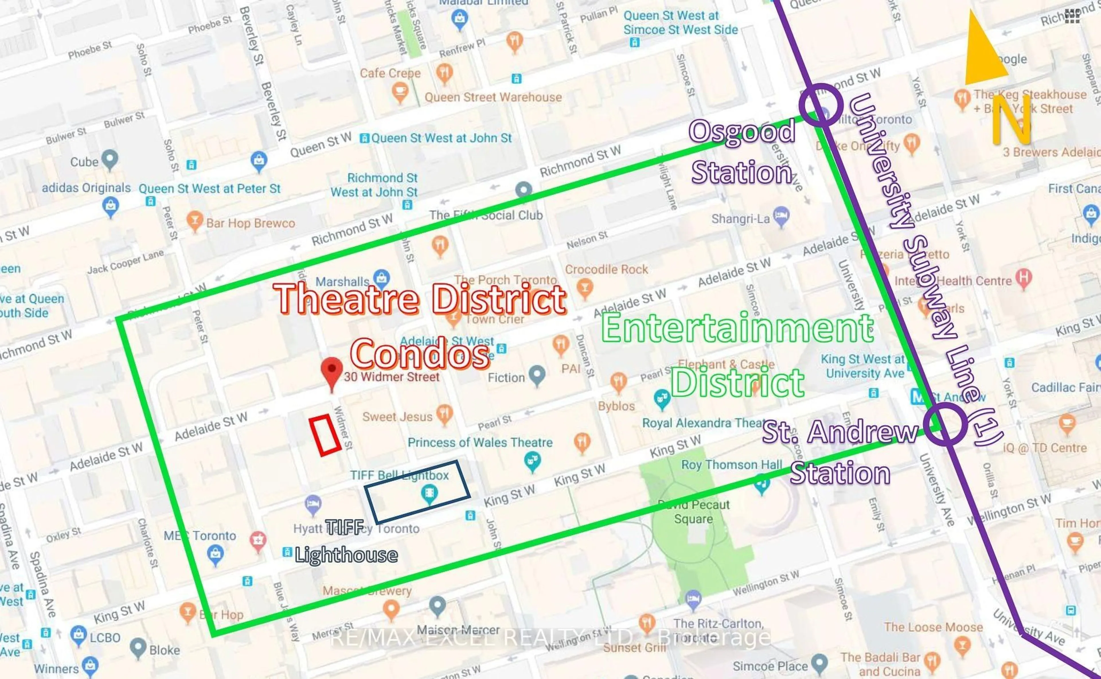 Picture of a map for 8 Widmer St #4305, Toronto Ontario M5V 0W6