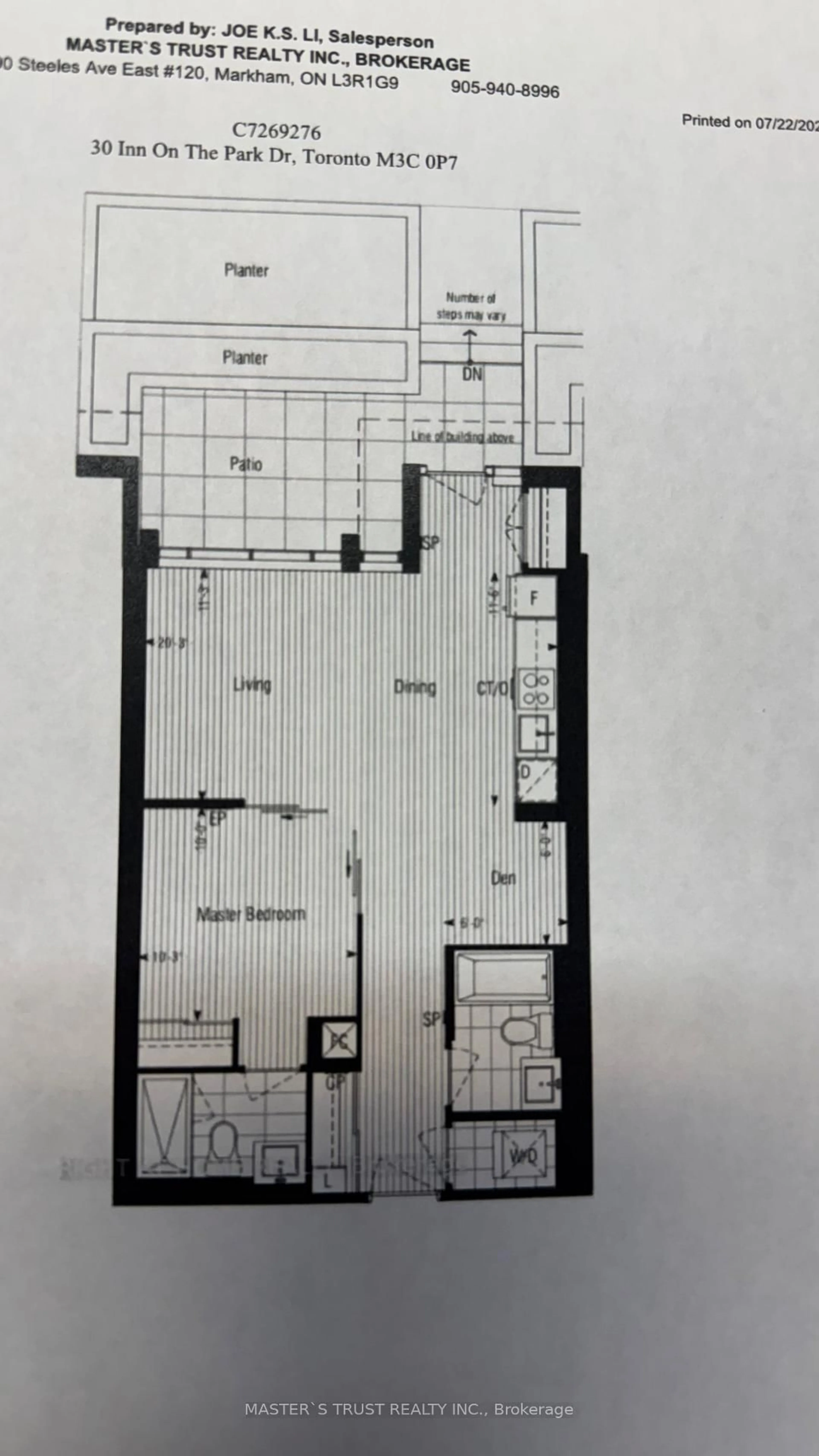 Floor plan for 30 IN ON THE PARK Dr #203, Toronto Ontario M3C 0P7
