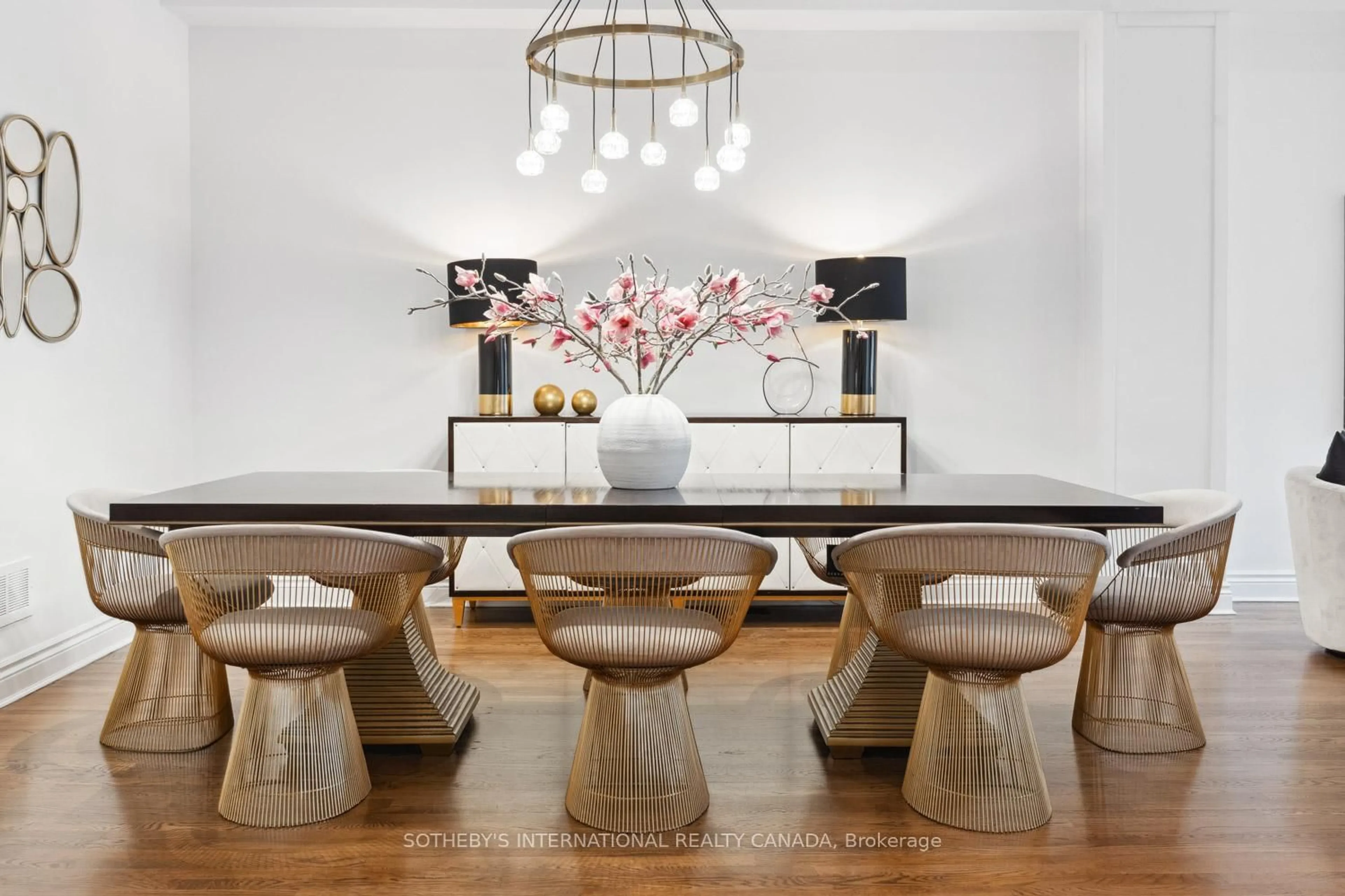 Dining room, wood/laminate floor for 177 Dewbourne Ave, Toronto Ontario M6C 1Z6