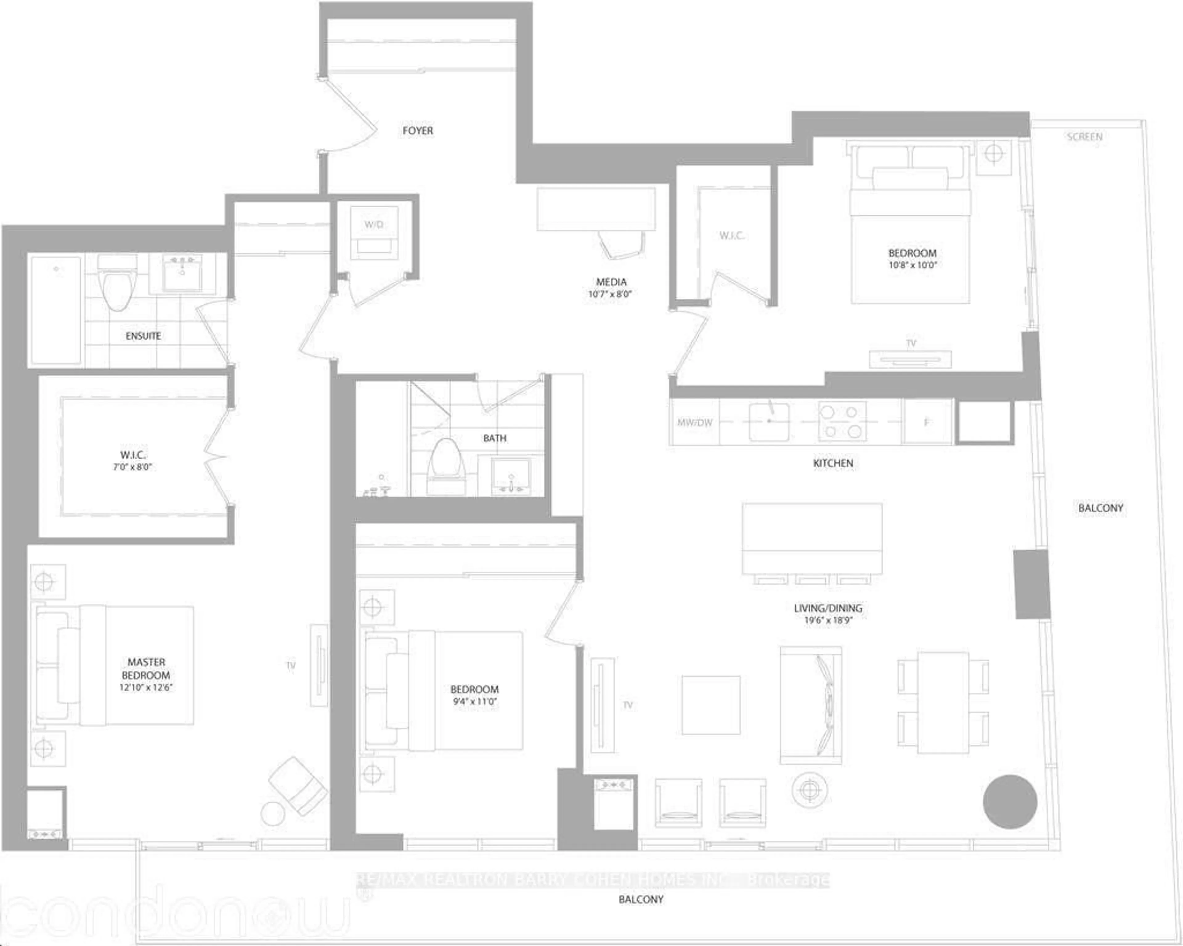 Floor plan for 115 Blue Jays Way #4802, Toronto Ontario M5V 0N4
