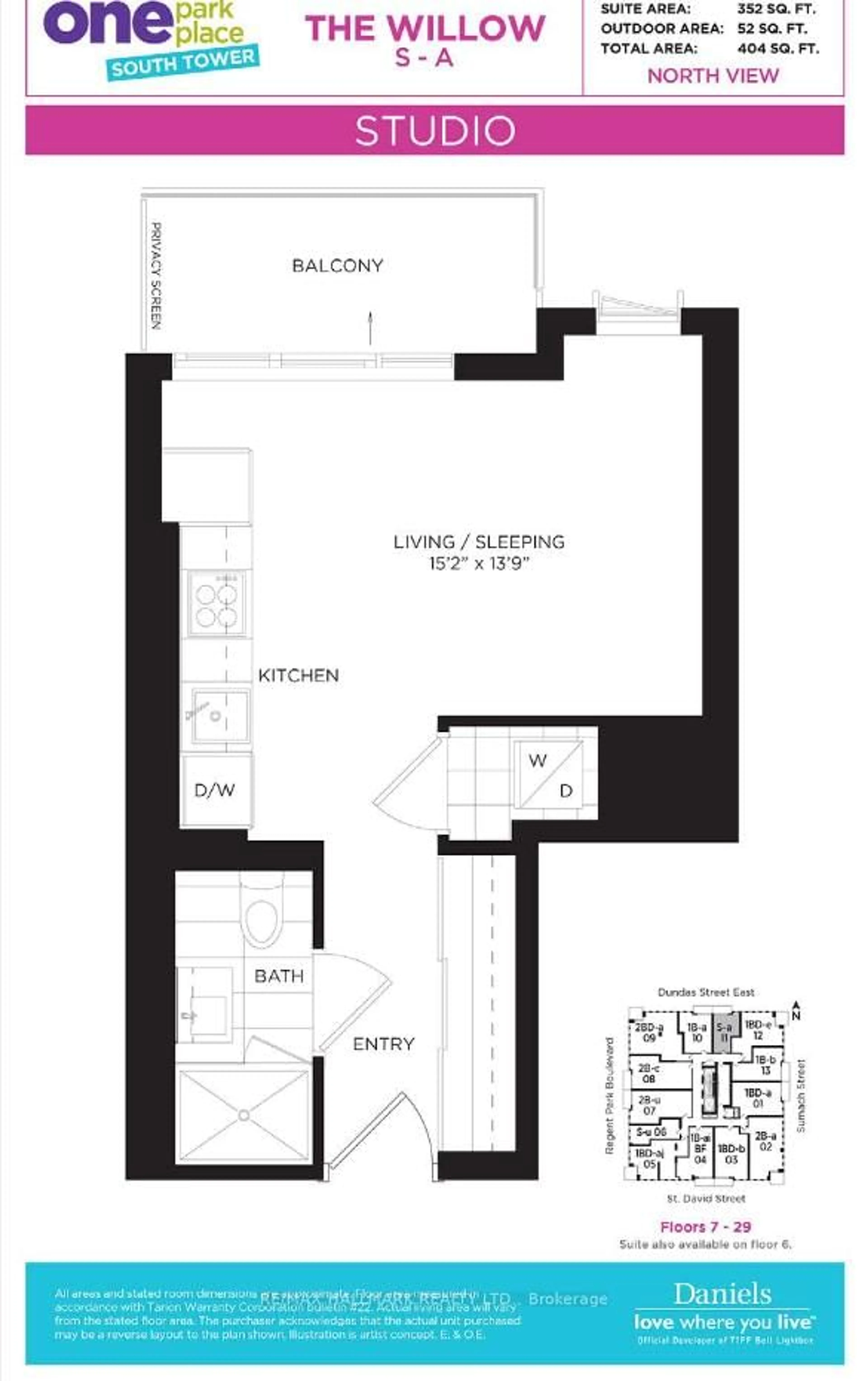 Floor plan for 55 Regent Park Blvd #911, Toronto Ontario M5A 0C2