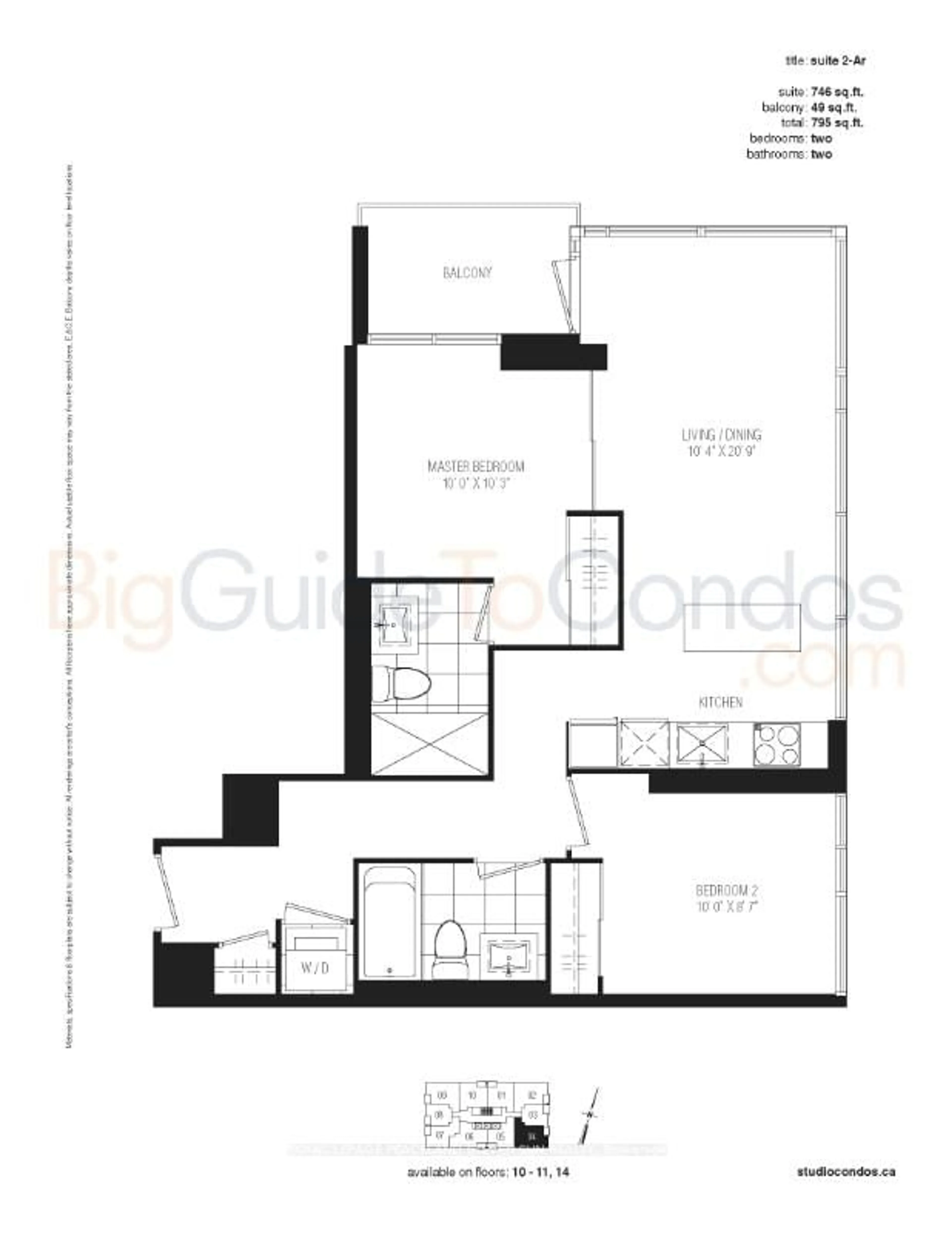 Floor plan for 199 Richmond St #1004, Toronto Ontario M5V 0H4