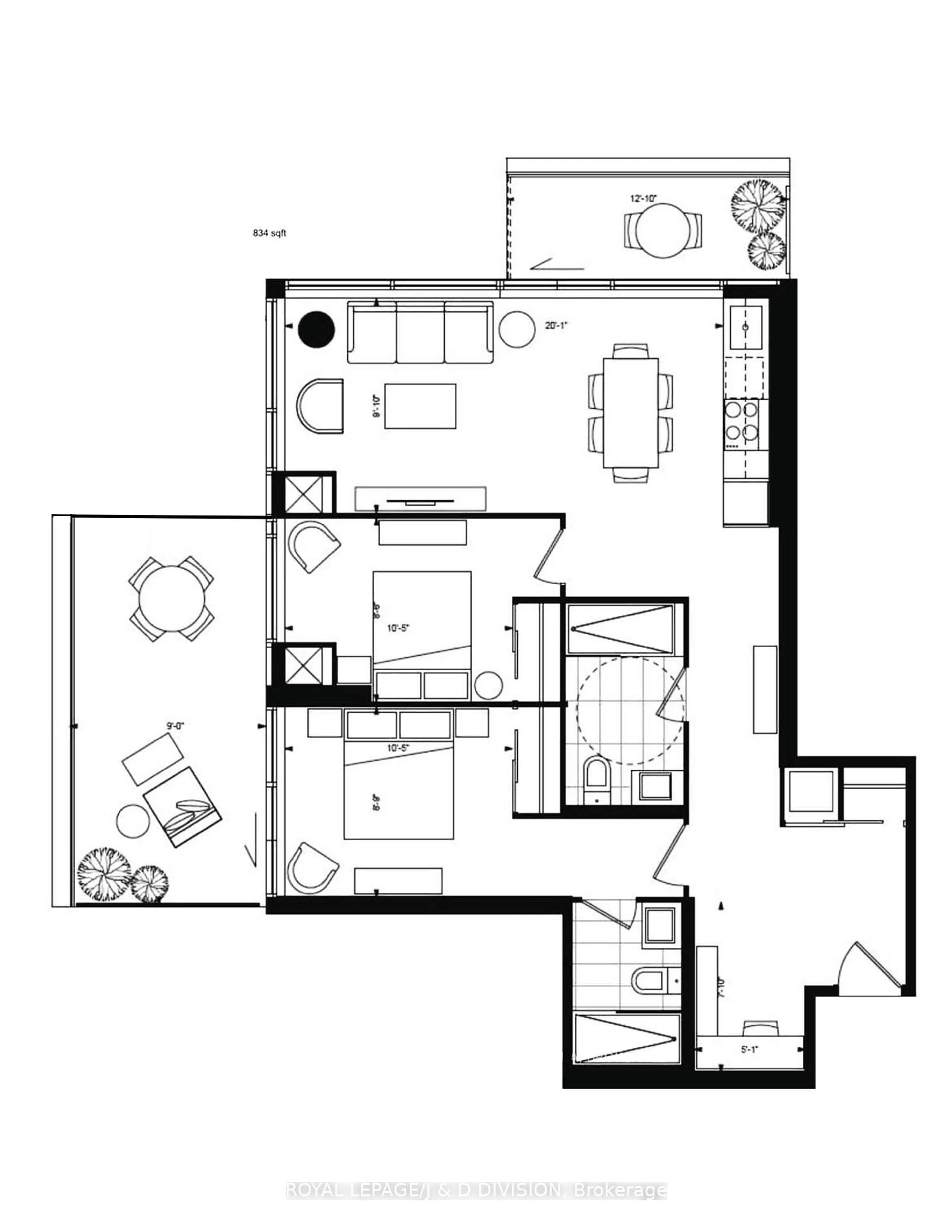 Floor plan for 181 Bedford Rd #1602, Toronto Ontario M5R 3P8