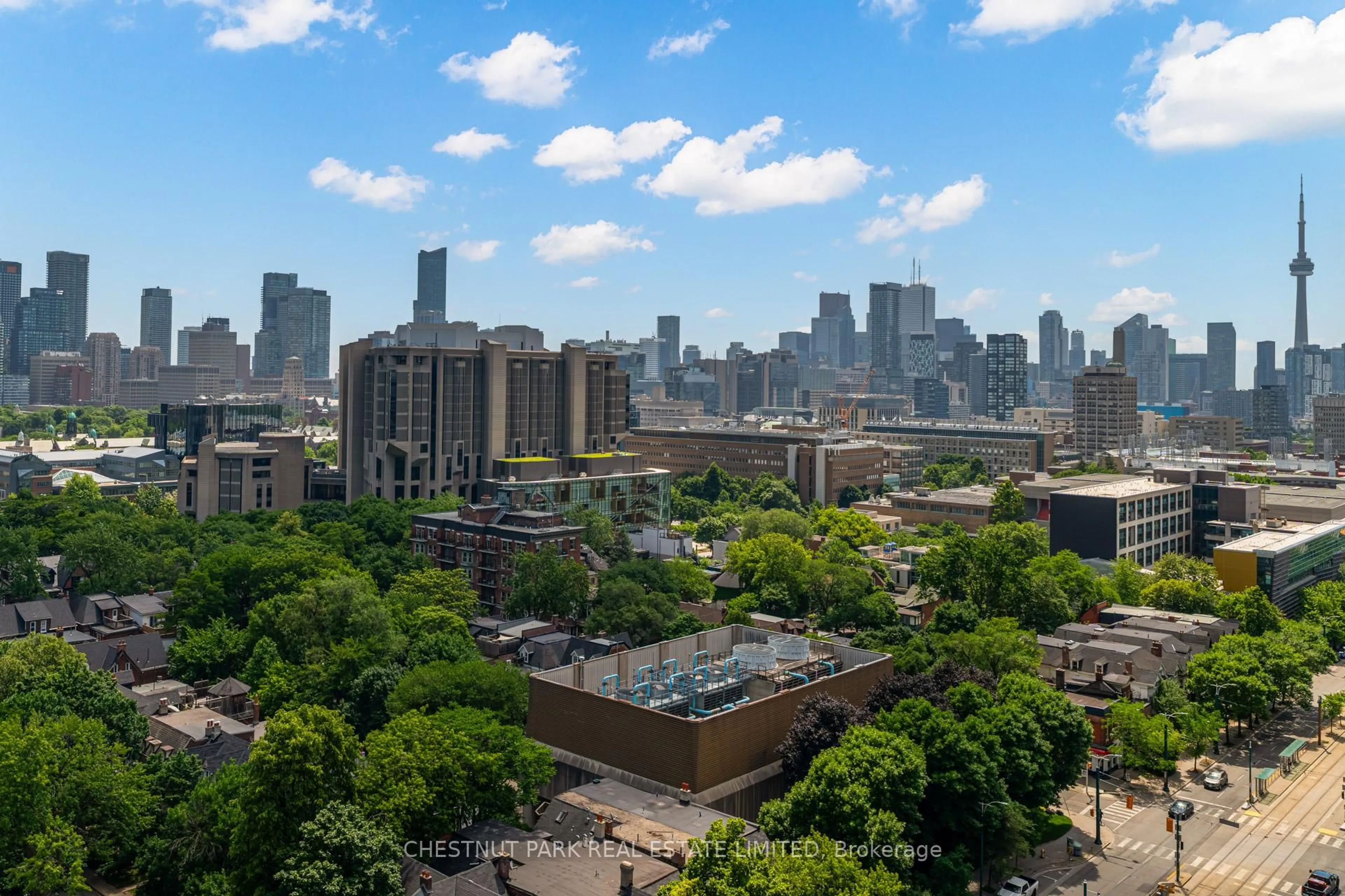A pic from outside/outdoor area/front of a property/back of a property/a pic from drone, city buildings view from balcony for 736 Spadina Ave #1711, Toronto Ontario M5S 2J6