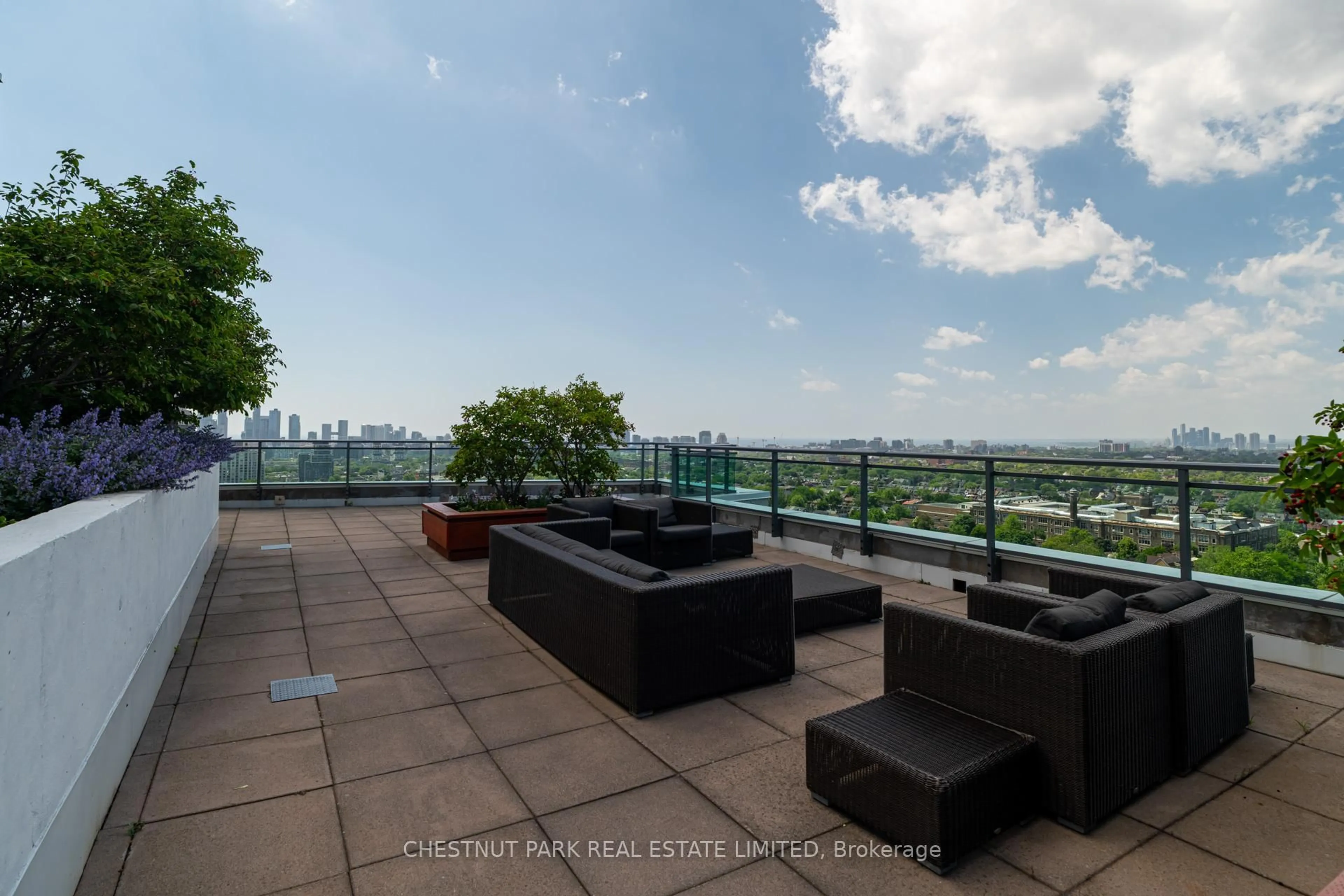 Patio, city buildings view from balcony for 736 Spadina Ave #1711, Toronto Ontario M5S 2J6