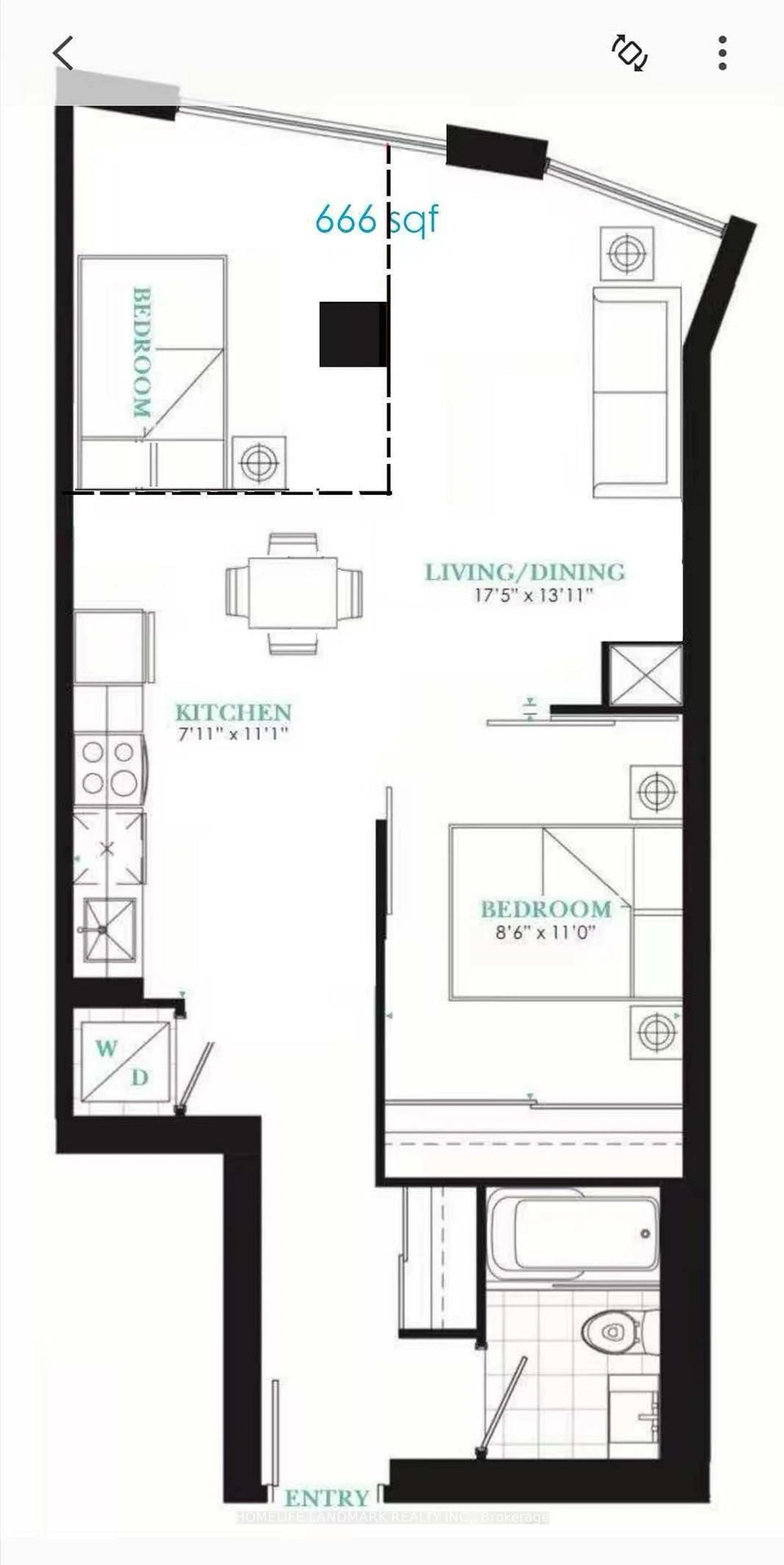 Floor plan for 99 John St #306, Toronto Ontario M5V 0S6