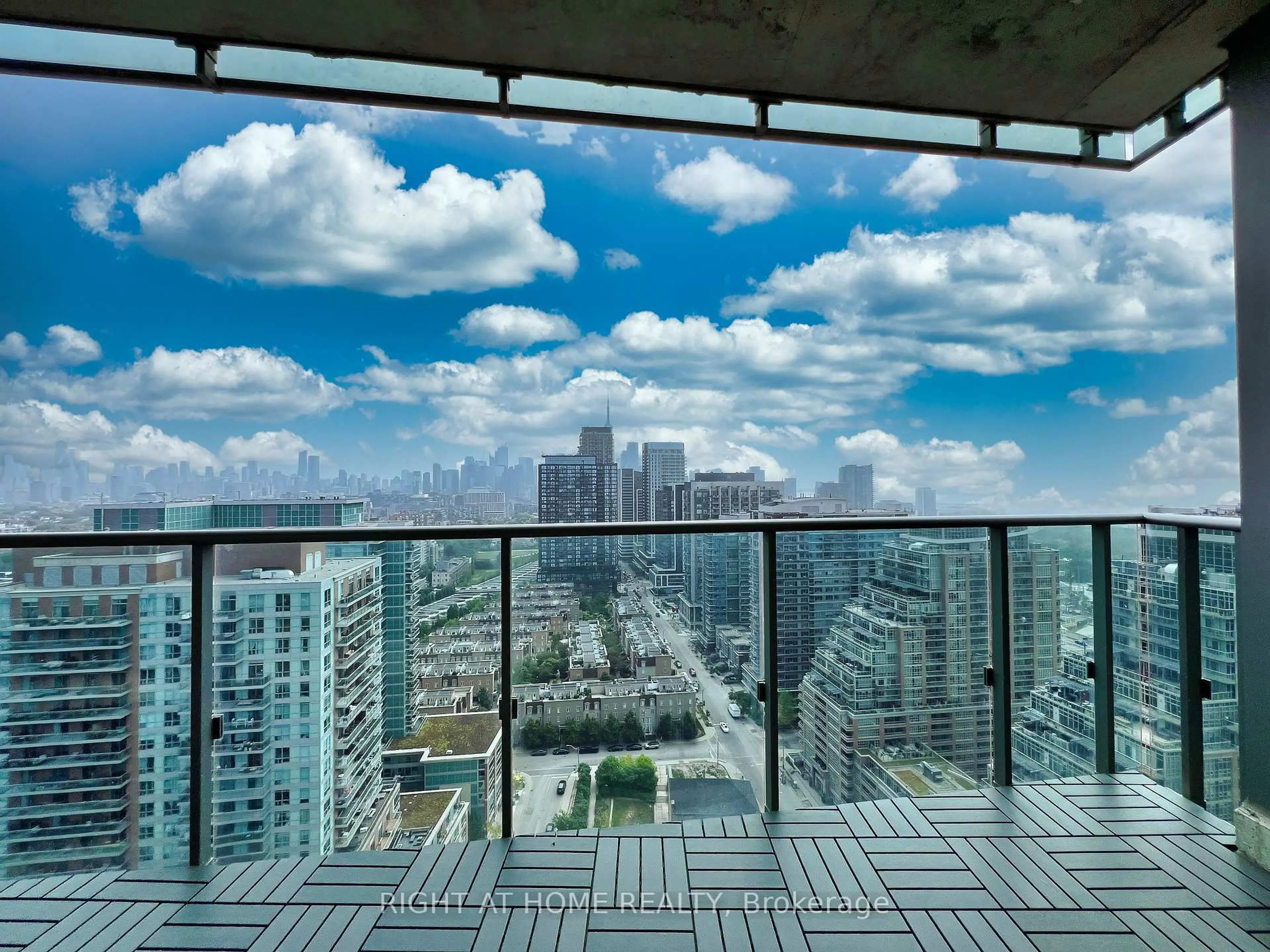 Balcony in the apartment, city buildings view from balcony for 150 East Liberty St #2804, Toronto Ontario M6K 3R5