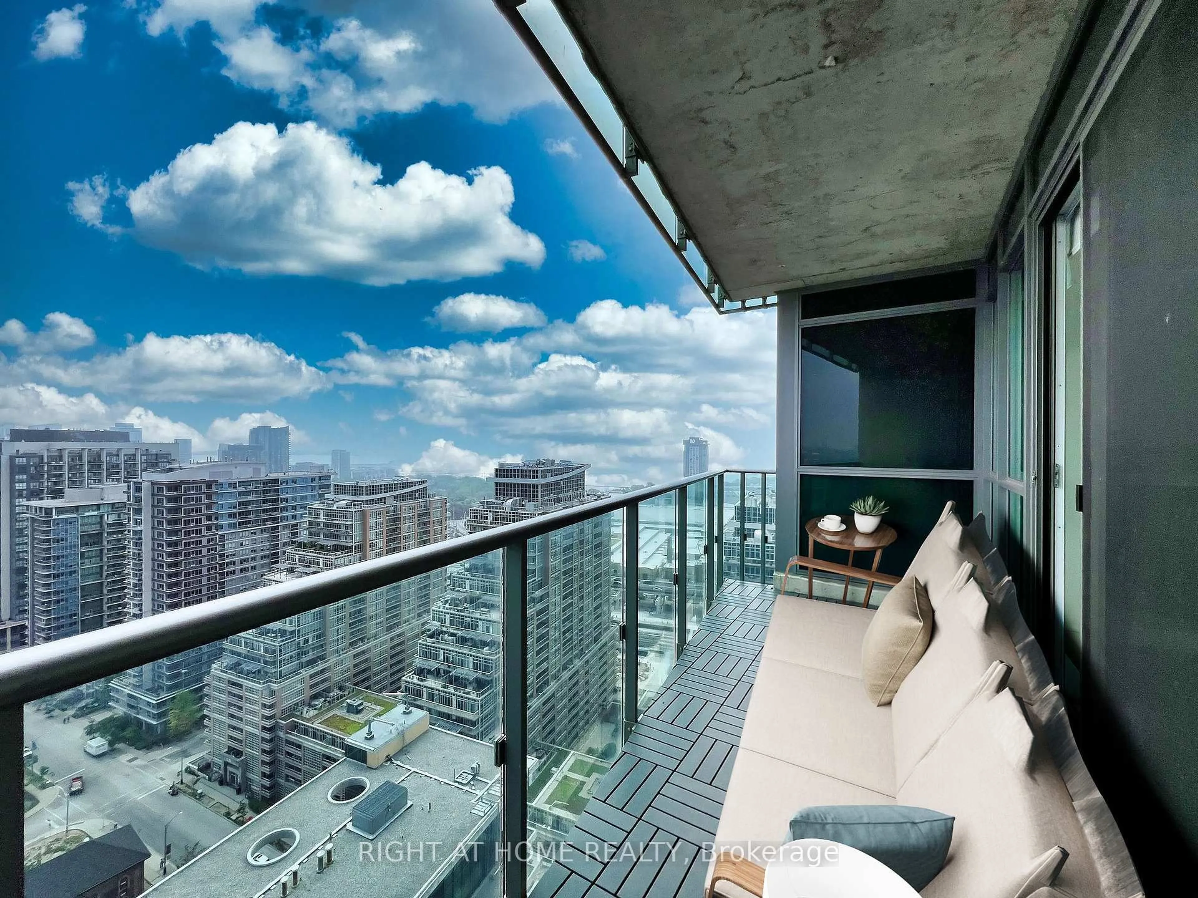 Balcony in the apartment, city buildings view from balcony for 150 East Liberty St #2804, Toronto Ontario M6K 3R5