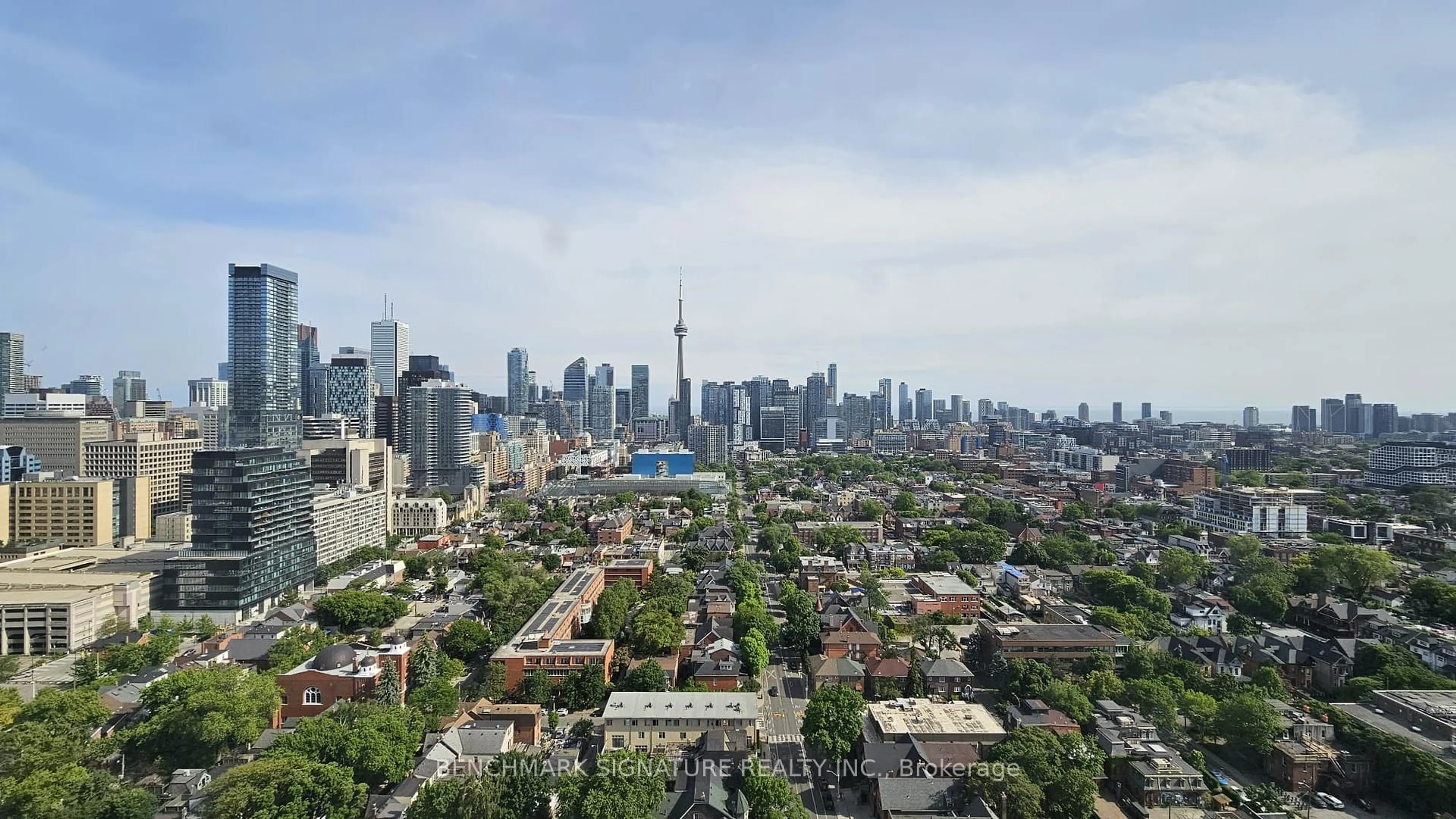 A pic from outside/outdoor area/front of a property/back of a property/a pic from drone, city buildings view from balcony for 203 College St #2702, Toronto Ontario M5T 0C8