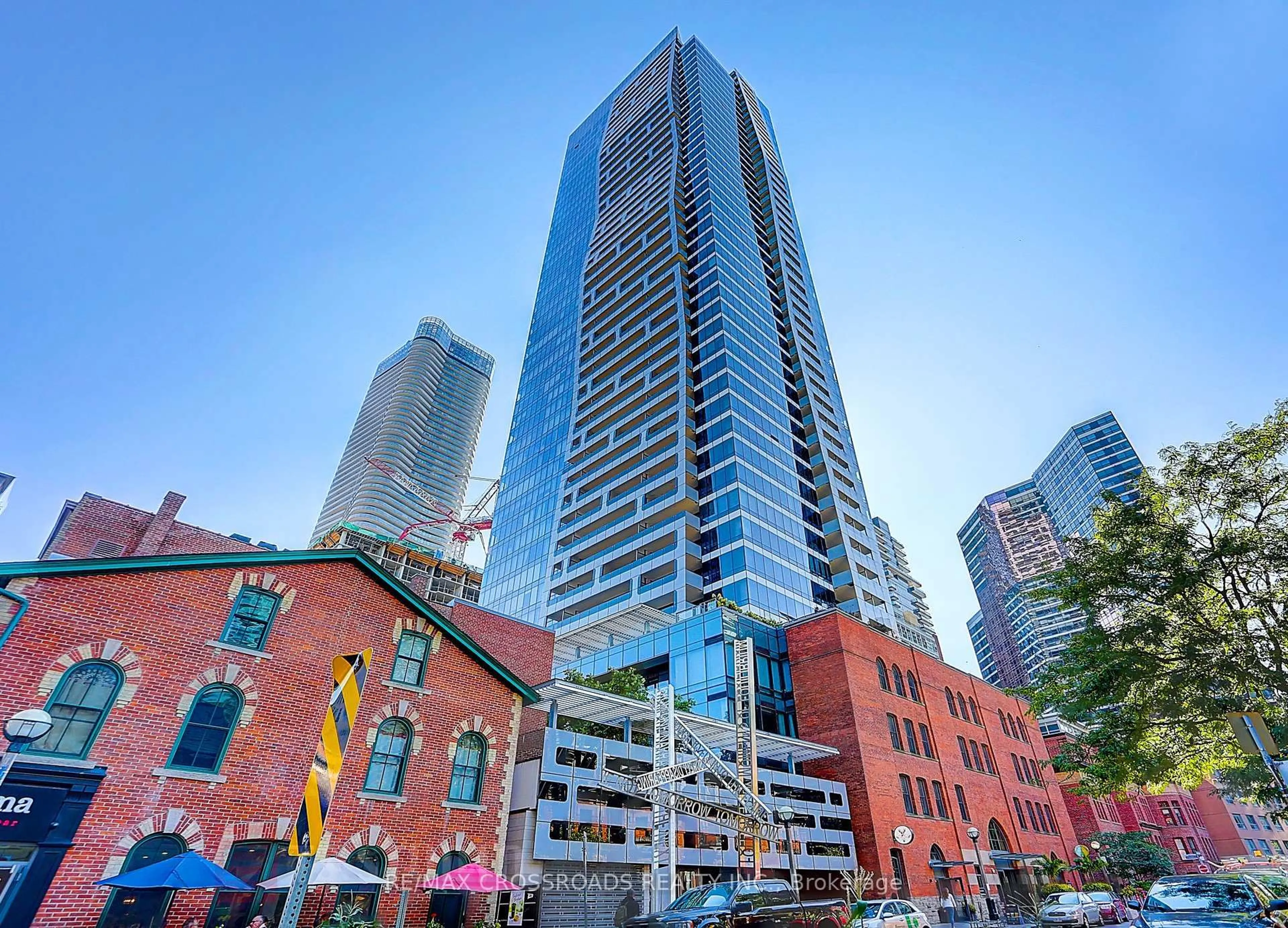 Patio, city buildings view from balcony for 5 St Joseph St #1604, Toronto Ontario M4Y 0B6