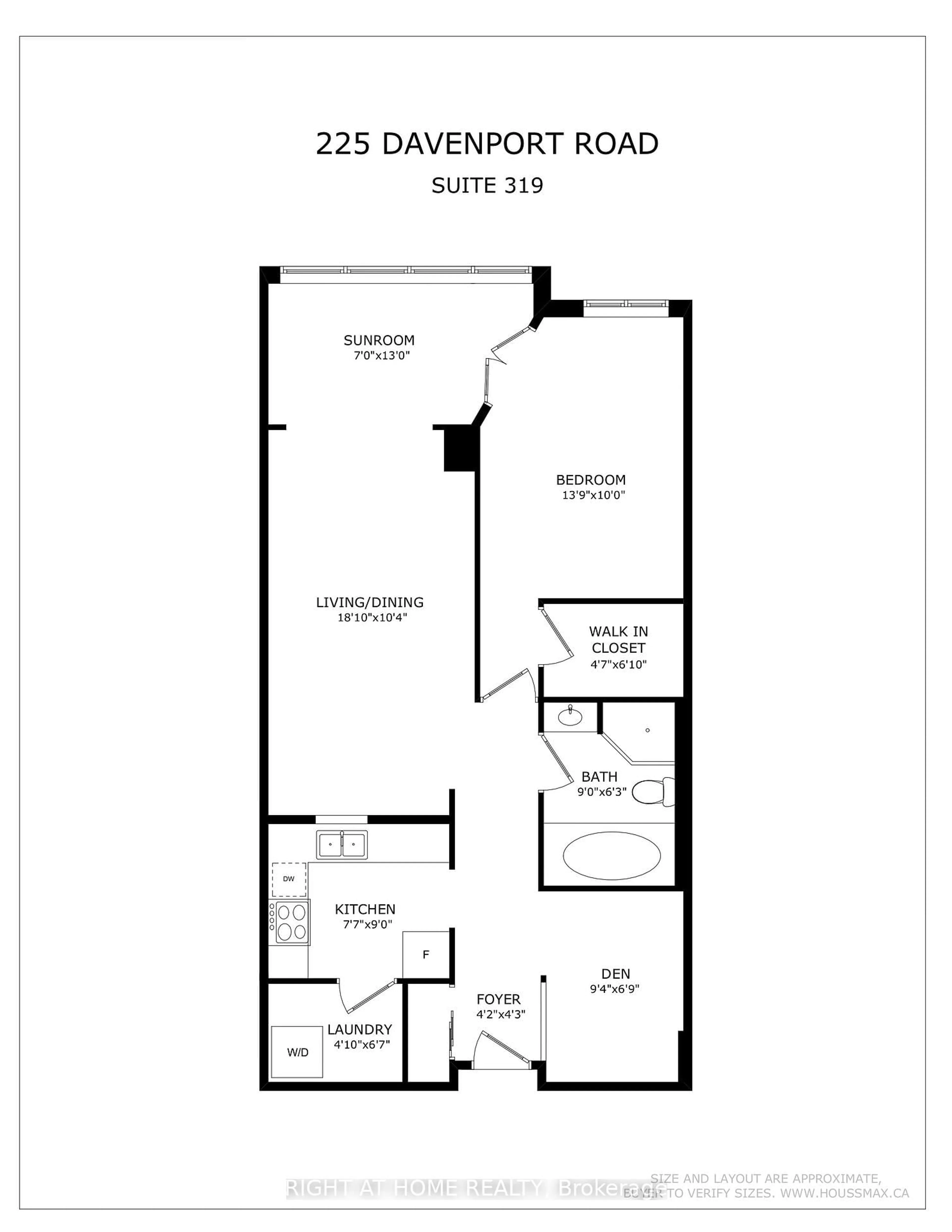 Floor plan for 225 Davenport Rd #319, Toronto Ontario M5R 3R2