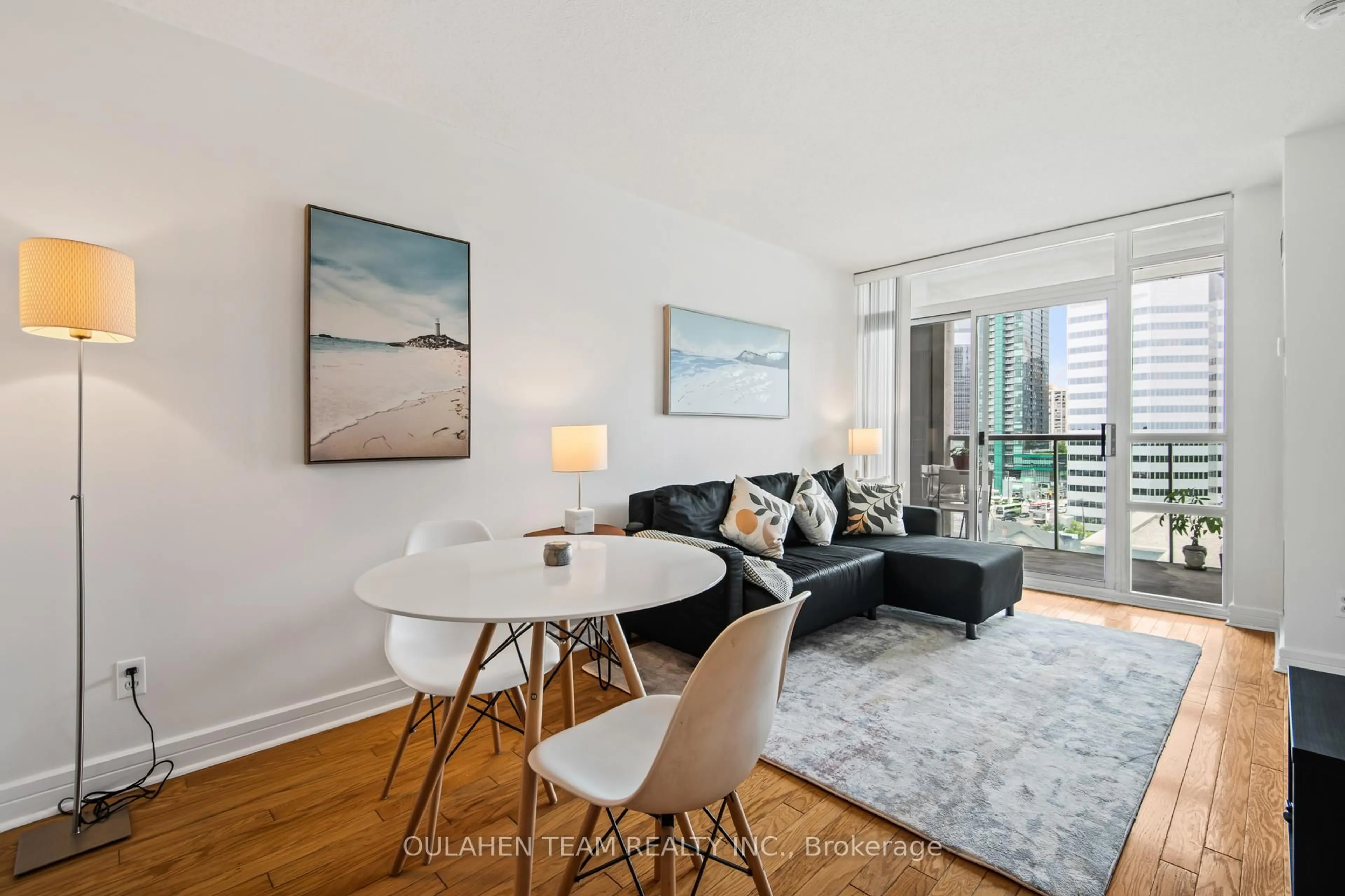 Living room with furniture, wood/laminate floor for 16 Harrison Garden Blvd #1011, Toronto Ontario M2N 7J6